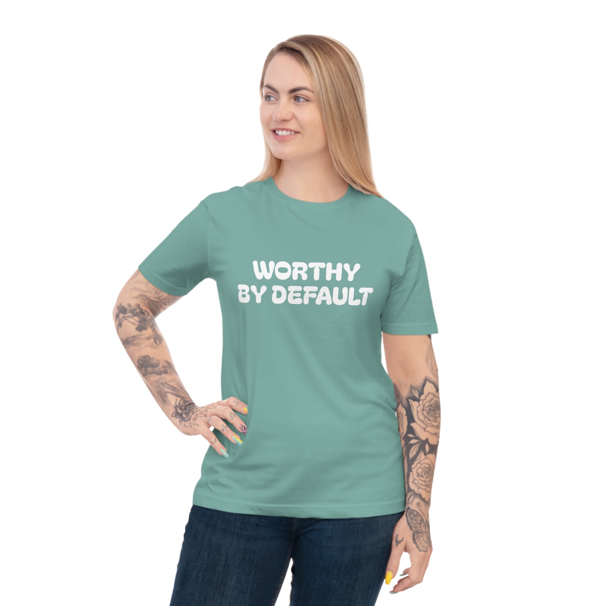 Worthy By Default Unisex Classic T-shirt - Casual Wear, Statement Tee, Gift for Friends, Everyday Comfort, Affirmation Shirt, Trendy Style