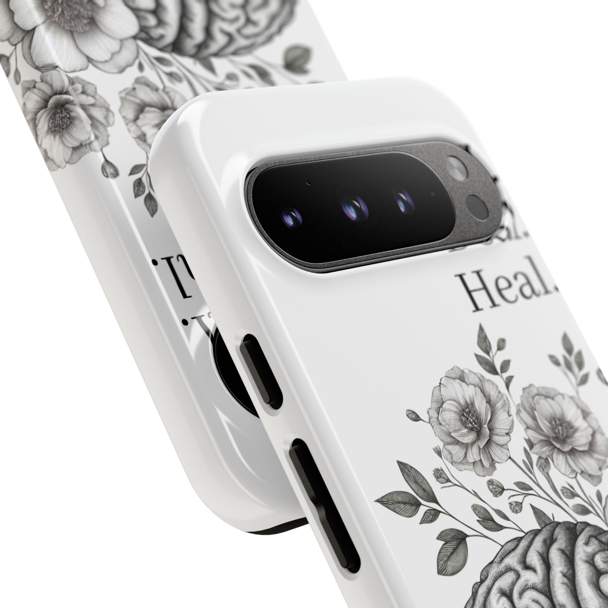 Emotional Wellness Phone Case | Feel. Deal. Heal. | Floral Brain Art | Self-Care Gift | Strong & Stylish | Unique Protection