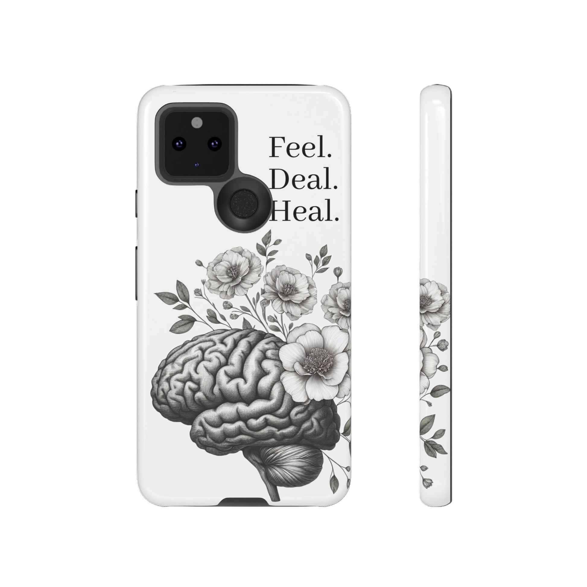 Emotional Wellness Phone Case | Feel. Deal. Heal. | Floral Brain Art | Self-Care Gift | Strong & Stylish | Unique Protection