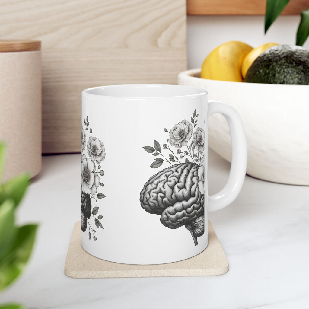 Brain and Floral Ceramic Mug - Perfect Gift for Mental Health Awareness, Coffee Lovers, Brainy Friends, Unique Home Decor, [...]