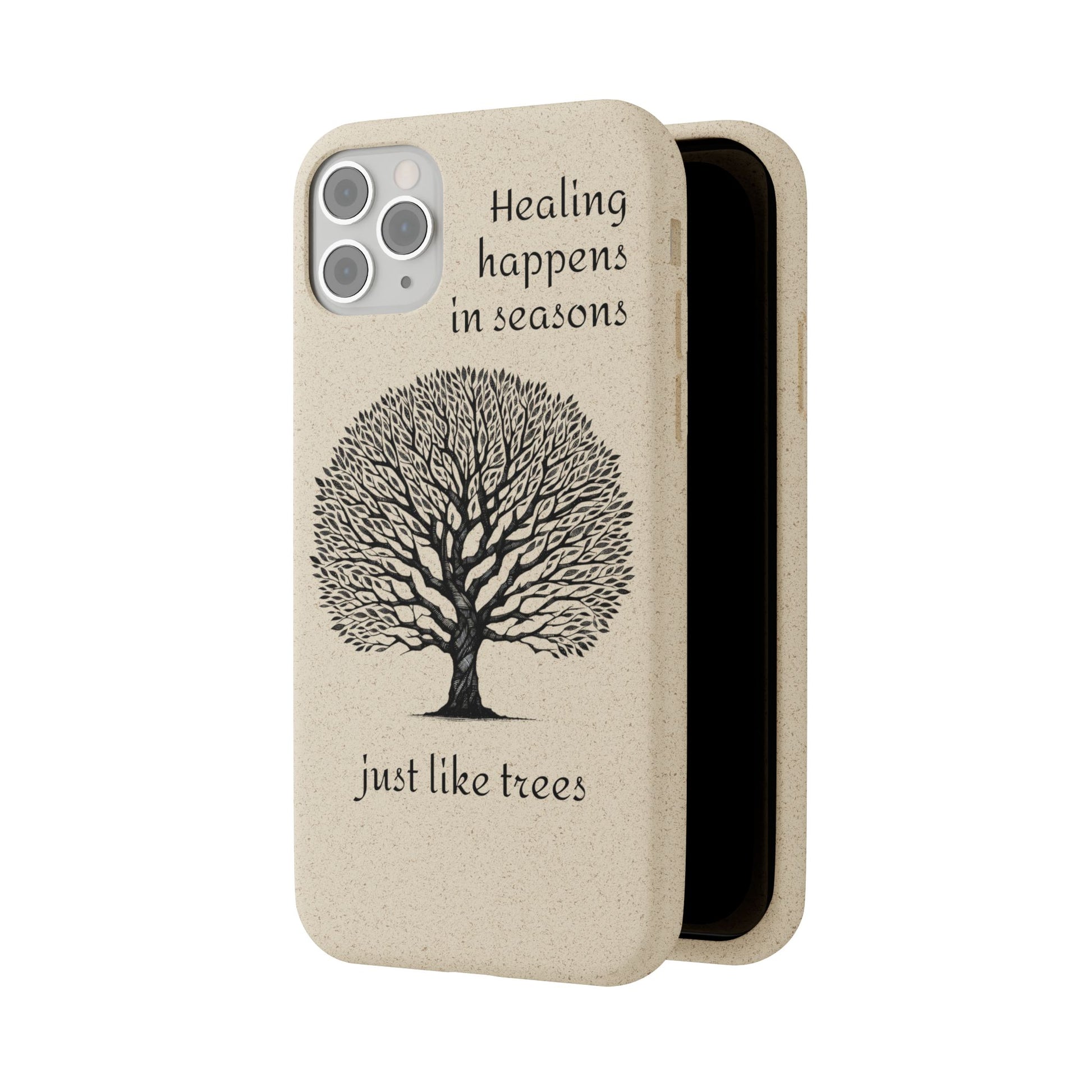 Eco-Friendly Phone Case - Healing Happens in Seasons - Nature Lovers Gift, Biodegradable Mobile Cover, Eco Case, Tree Design, [...]