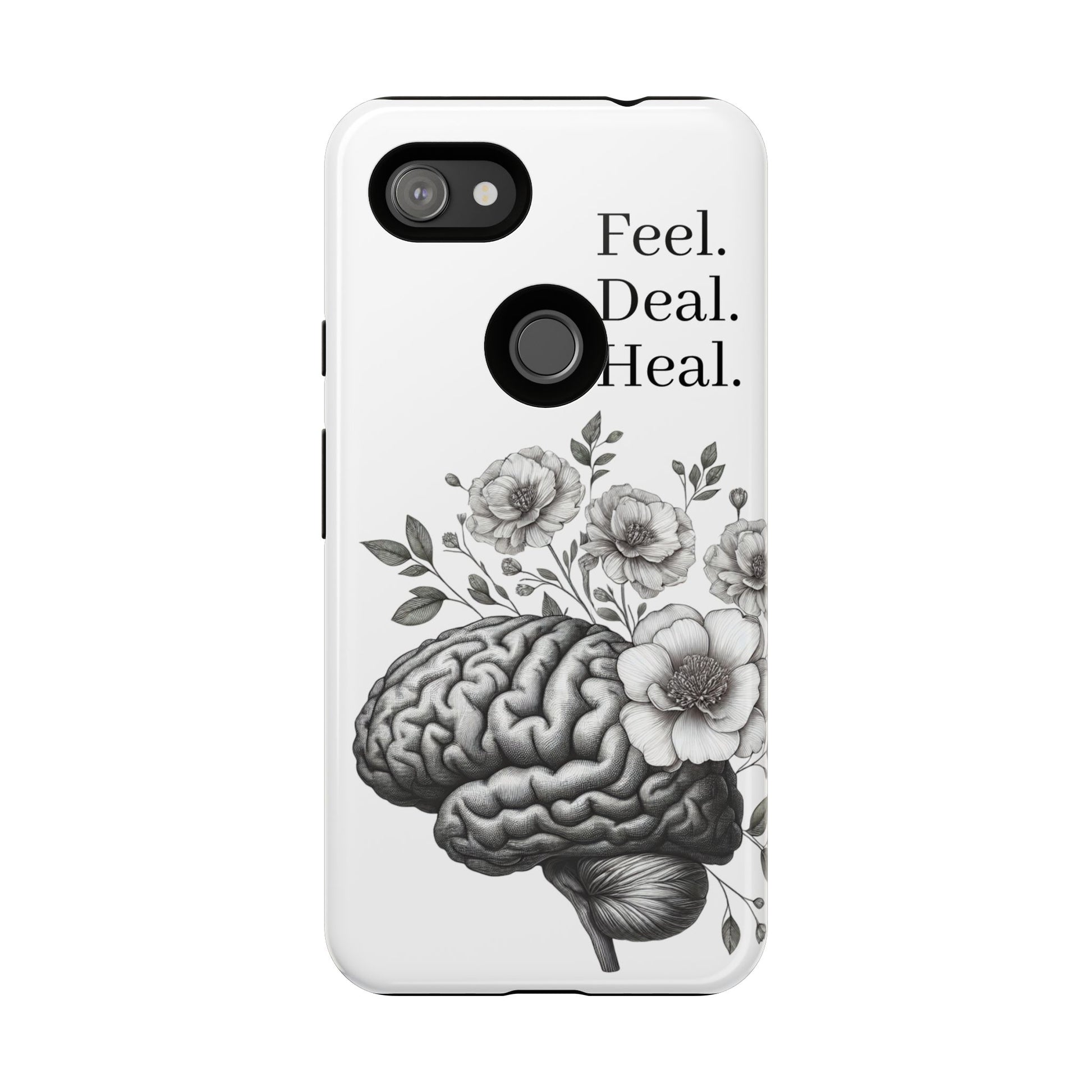 Emotional Wellness Phone Case | Feel. Deal. Heal. | Floral Brain Art | Self-Care Gift | Strong & Stylish | Unique Protection