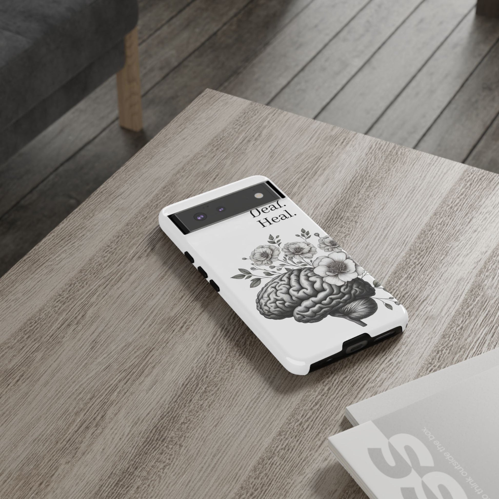 Emotional Wellness Phone Case | Feel. Deal. Heal. | Floral Brain Art | Self-Care Gift | Strong & Stylish | Unique Protection