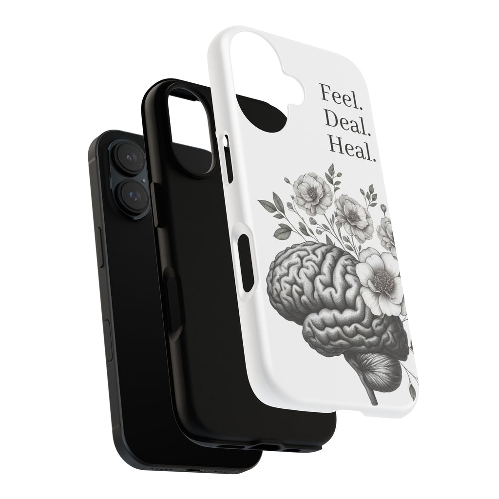 Emotional Wellness Phone Case | Feel. Deal. Heal. | Floral Brain Art | Self-Care Gift | Strong & Stylish | Unique Protection