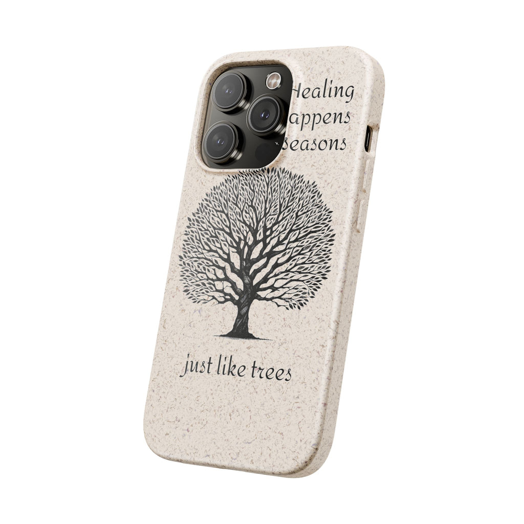 Eco-Friendly Phone Case - Healing Happens in Seasons - Nature Lovers Gift, Biodegradable Mobile Cover, Eco Case, Tree Design, [...]