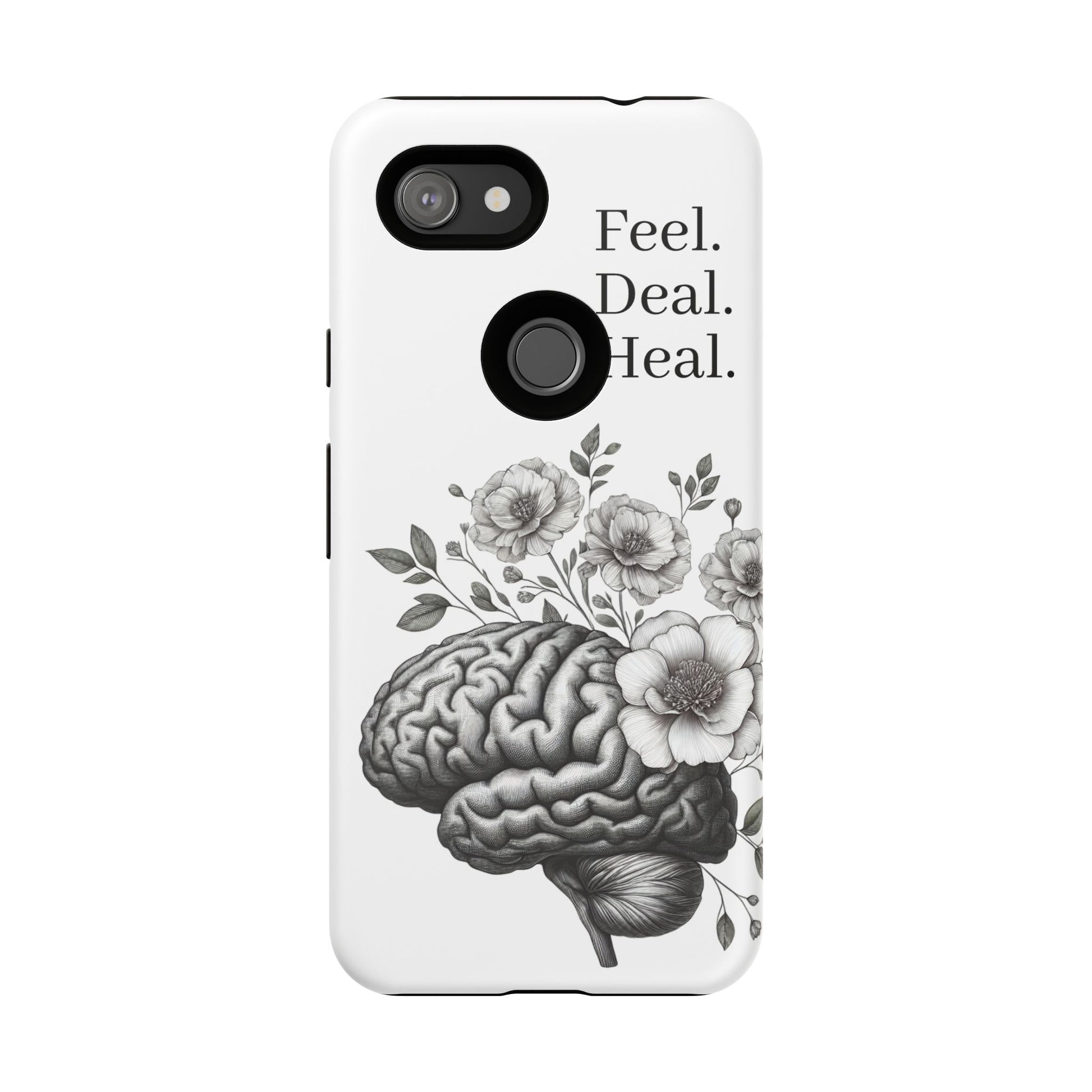 Emotional Wellness Phone Case | Feel. Deal. Heal. | Floral Brain Art | Self-Care Gift | Strong & Stylish | Unique Protection