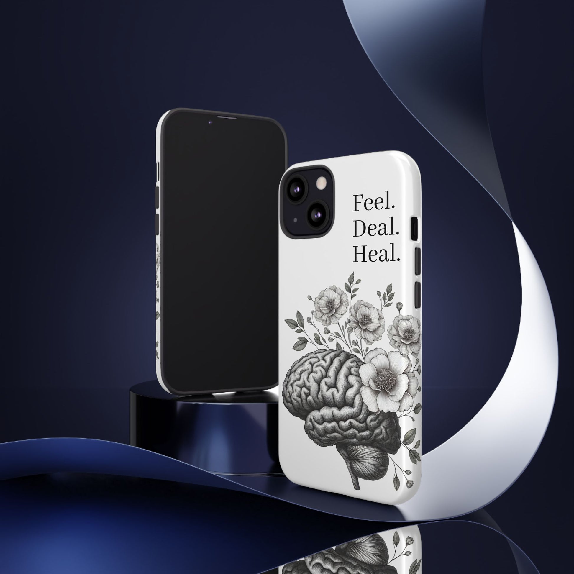Emotional Wellness Phone Case | Feel. Deal. Heal. | Floral Brain Art | Self-Care Gift | Strong & Stylish | Unique Protection