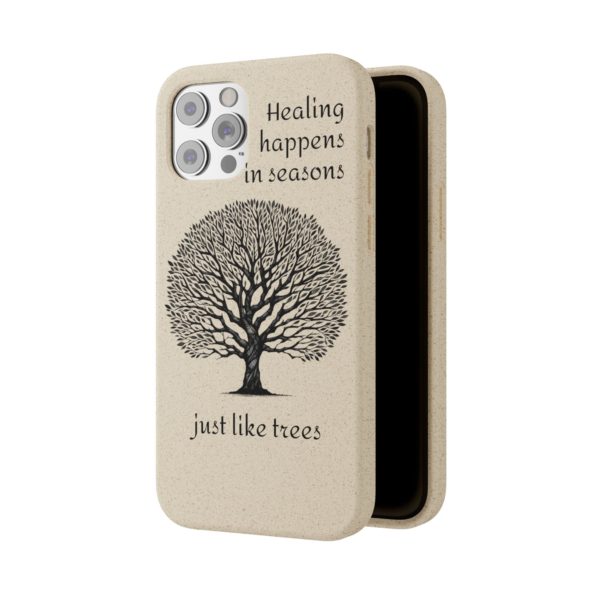 Eco-Friendly Phone Case - Healing Happens in Seasons - Nature Lovers Gift, Biodegradable Mobile Cover, Eco Case, Tree Design, [...]