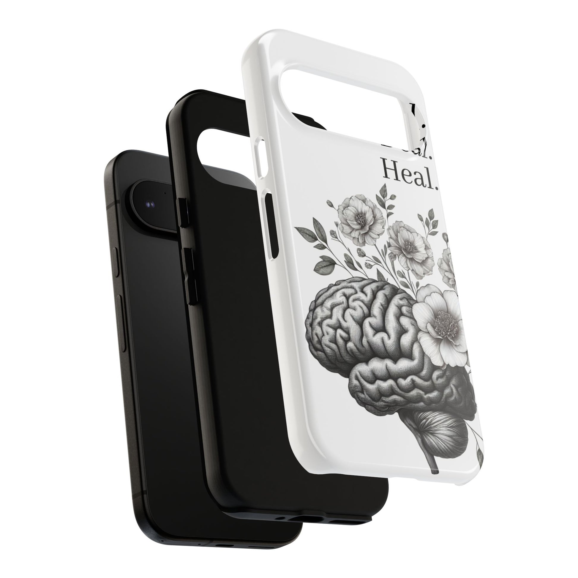 Emotional Wellness Phone Case | Feel. Deal. Heal. | Floral Brain Art | Self-Care Gift | Strong & Stylish | Unique Protection