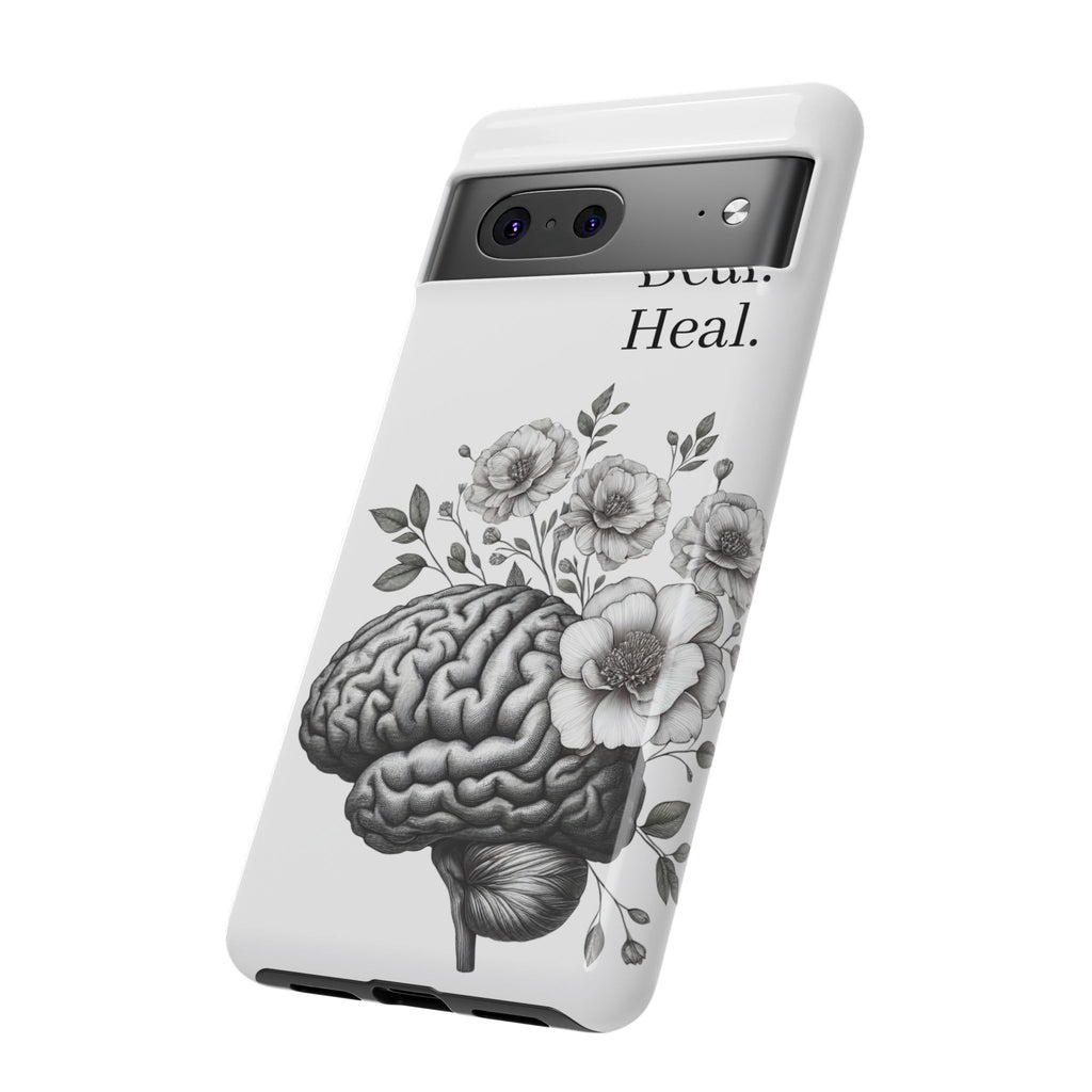 Emotional Wellness Phone Case | Feel. Deal. Heal. | Floral Brain Art | Self-Care Gift | Strong & Stylish | Unique Protection