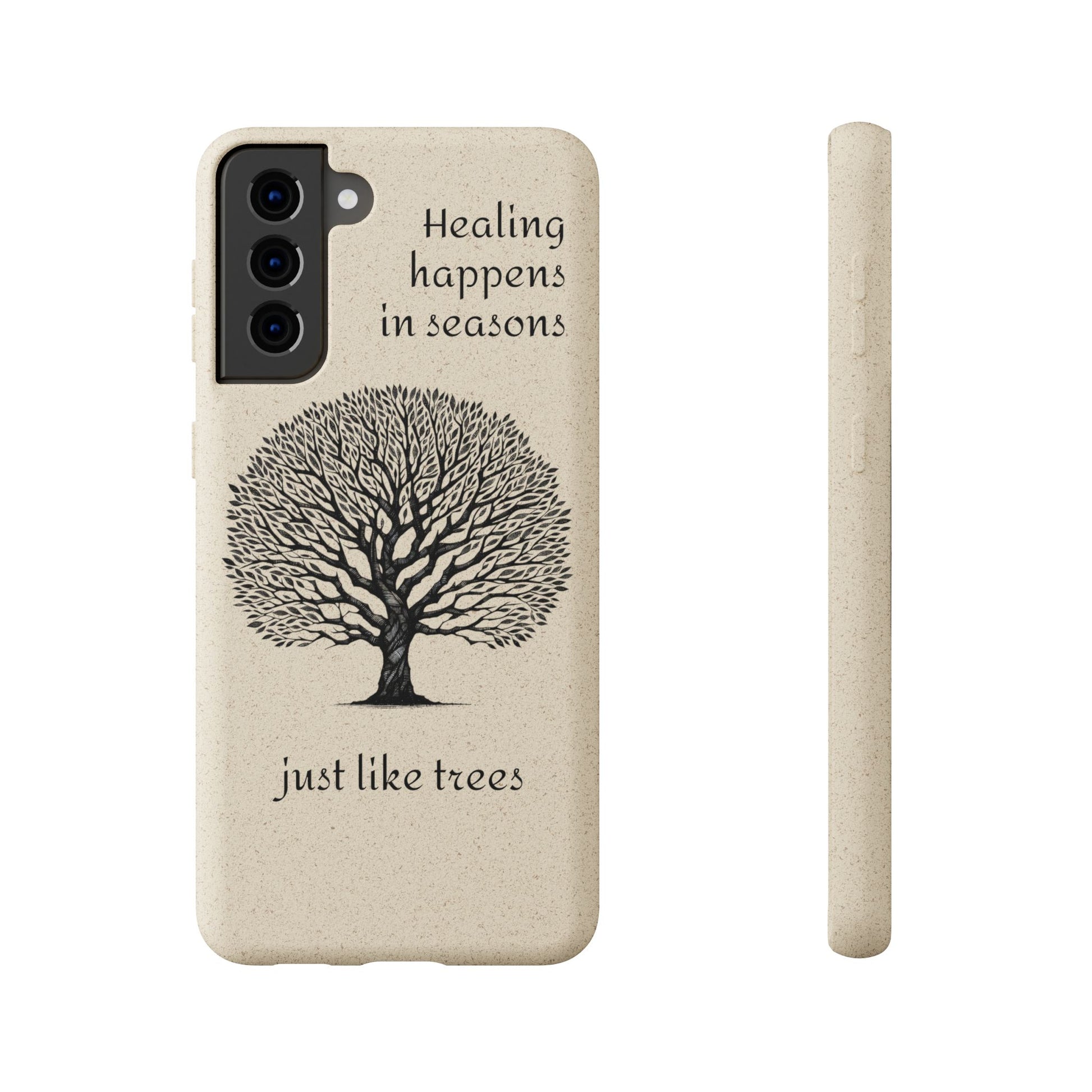 Eco-Friendly Phone Case - Healing Happens in Seasons - Nature Lovers Gift, Biodegradable Mobile Cover, Eco Case, Tree Design, [...]