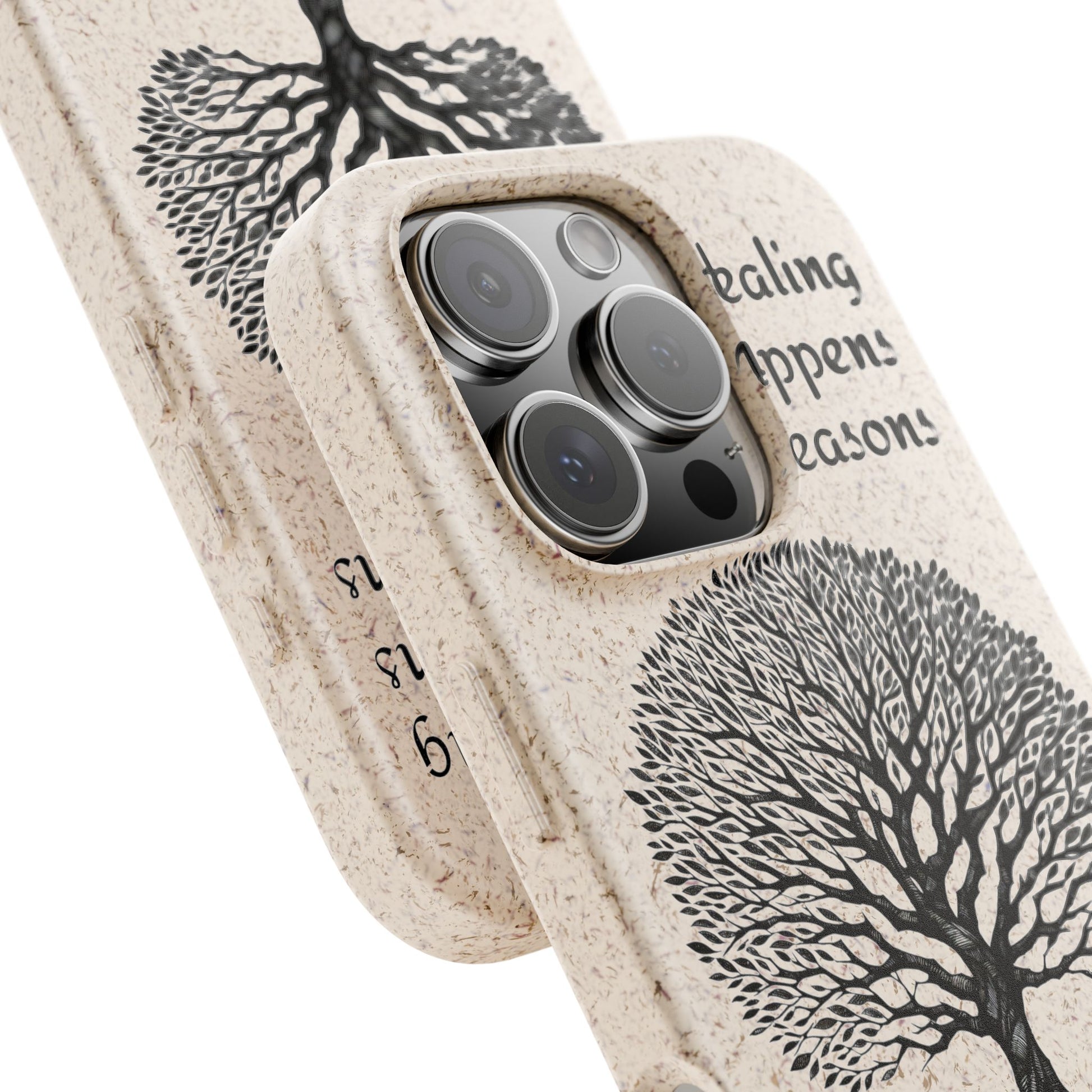 Eco-Friendly Phone Case - Healing Happens in Seasons - Nature Lovers Gift, Biodegradable Mobile Cover, Eco Case, Tree Design, [...]
