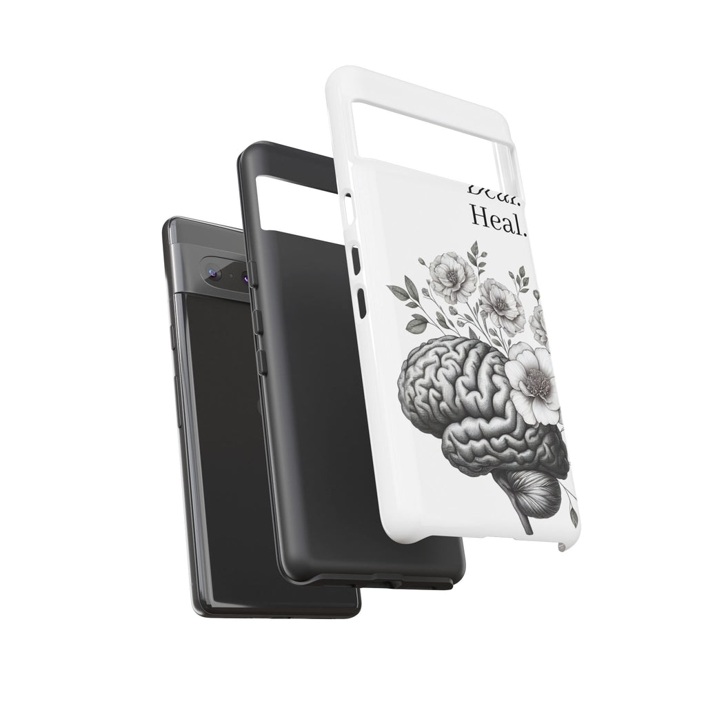 Emotional Wellness Phone Case | Feel. Deal. Heal. | Floral Brain Art | Self-Care Gift | Strong & Stylish | Unique Protection
