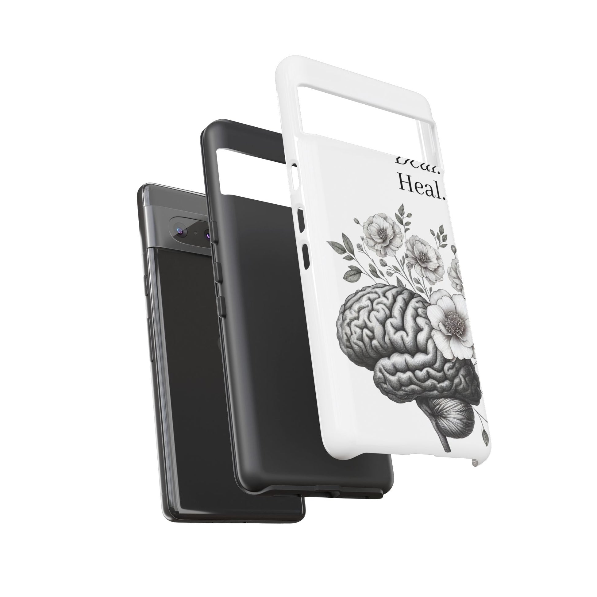 Emotional Wellness Phone Case | Feel. Deal. Heal. | Floral Brain Art | Self-Care Gift | Strong & Stylish | Unique Protection