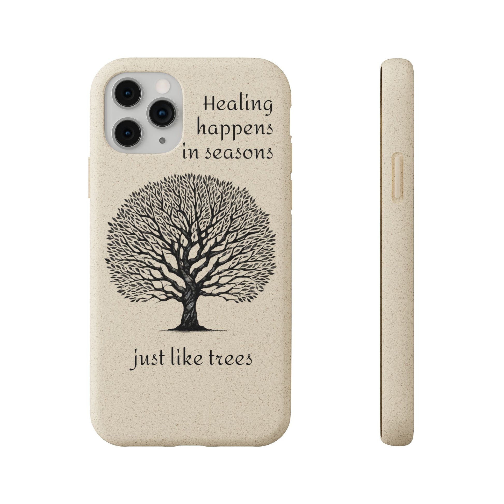 Eco-Friendly Phone Case - Healing Happens in Seasons - Nature Lovers Gift, Biodegradable Mobile Cover, Eco Case, Tree Design, [...]
