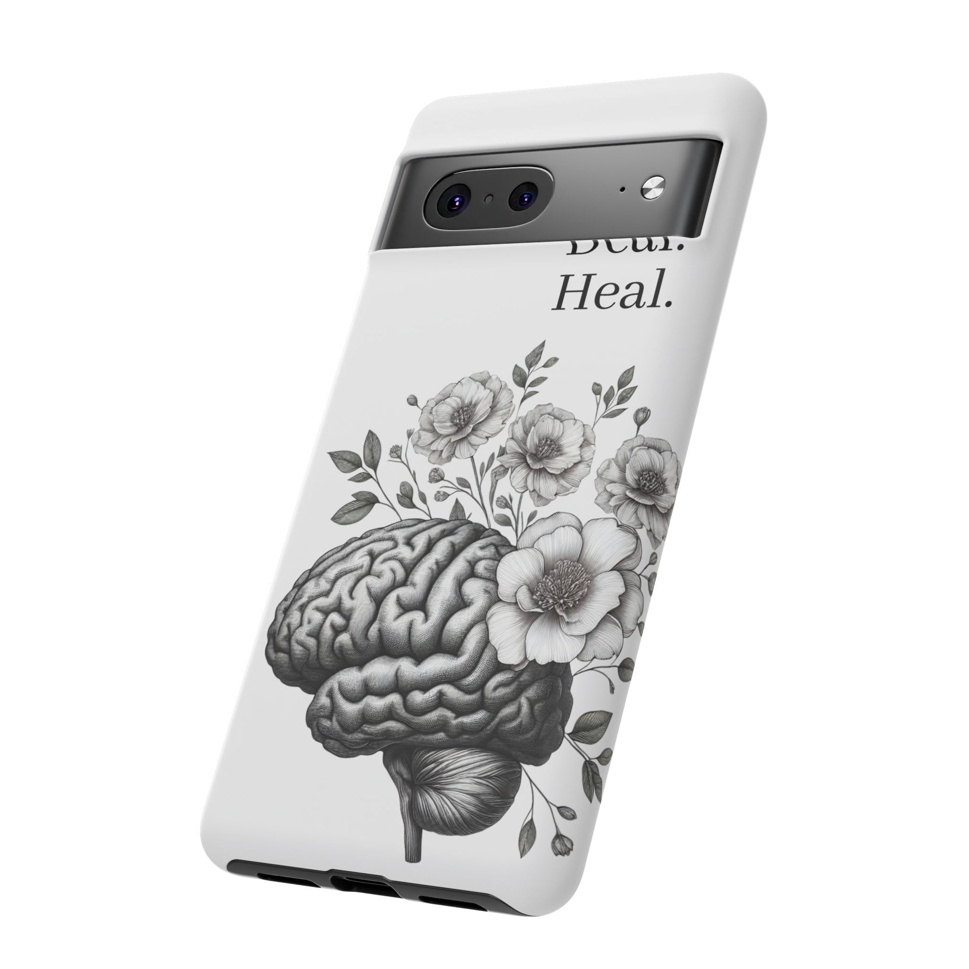 Emotional Wellness Phone Case | Feel. Deal. Heal. | Floral Brain Art | Self-Care Gift | Strong & Stylish | Unique Protection