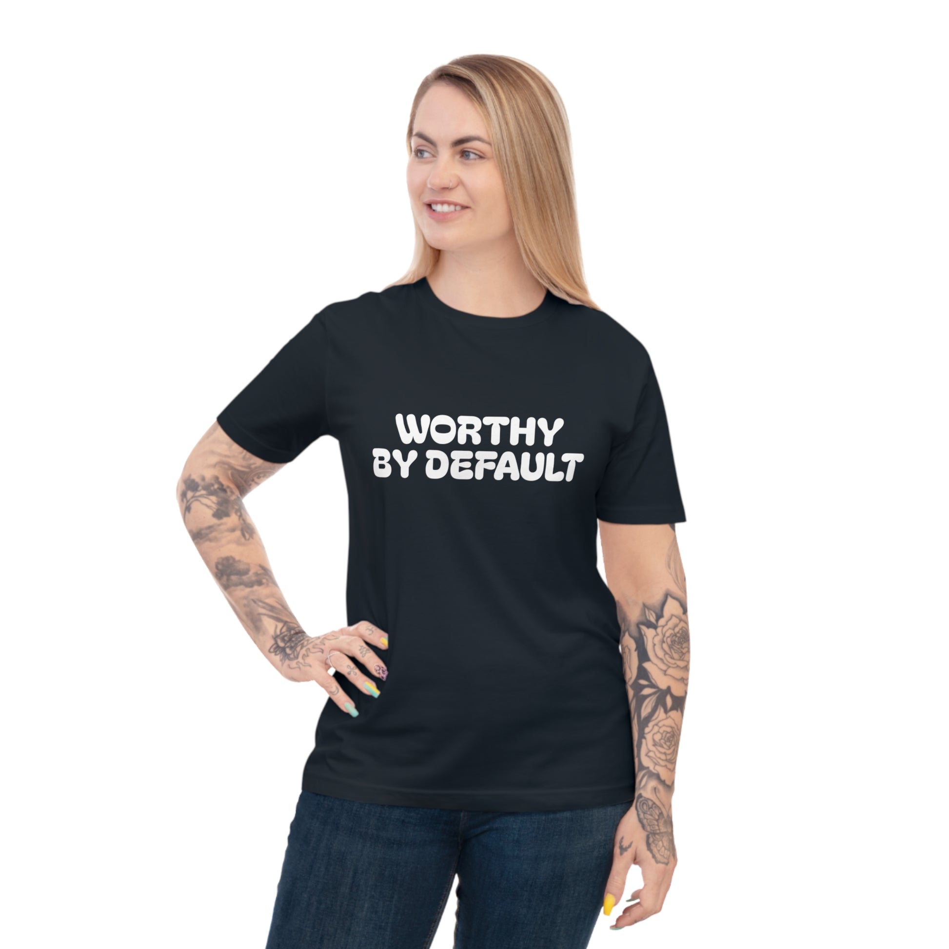 Worthy By Default Unisex Classic T-shirt - Casual Wear, Statement Tee, Gift for Friends, Everyday Comfort, Affirmation Shirt, Trendy Style