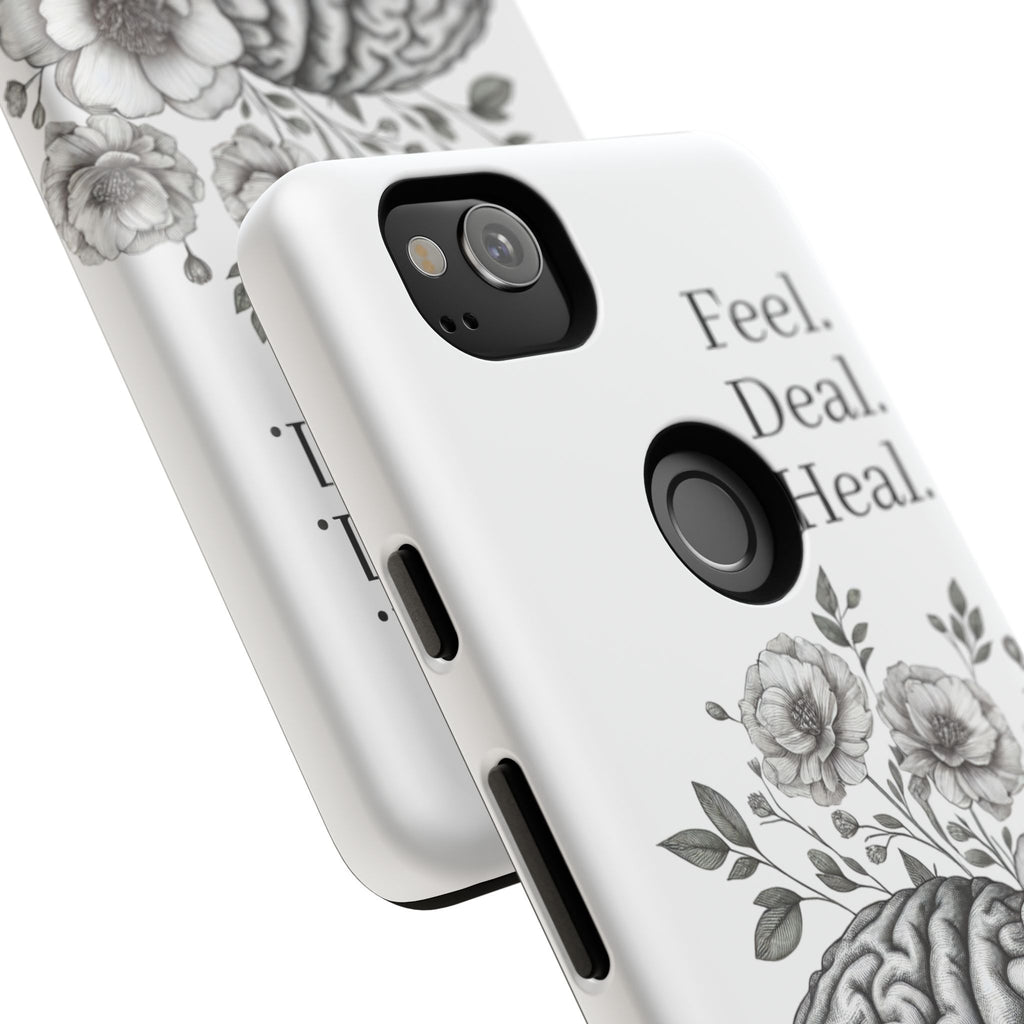 Emotional Wellness Phone Case | Feel. Deal. Heal. | Floral Brain Art | Self-Care Gift | Strong & Stylish | Unique Protection