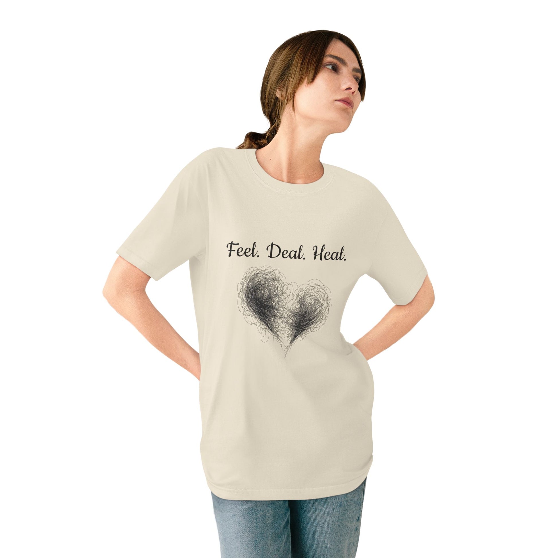 Healing Heart Organic T-Shirt | Feel Deal Heal Tee | Mindfulness Sign | Gift for Wellness Lovers | Casual Wear | Self-Care Shirt | [...]