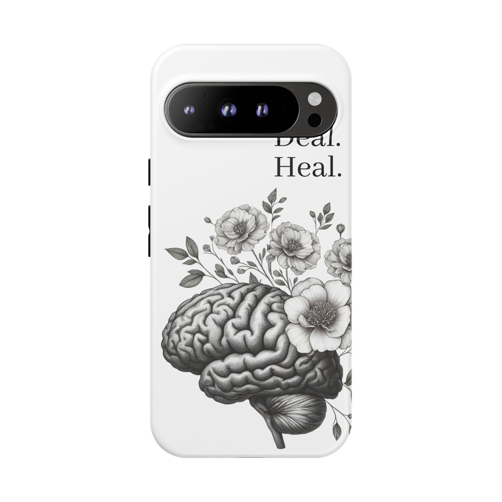Emotional Wellness Phone Case | Feel. Deal. Heal. | Floral Brain Art | Self-Care Gift | Strong & Stylish | Unique Protection