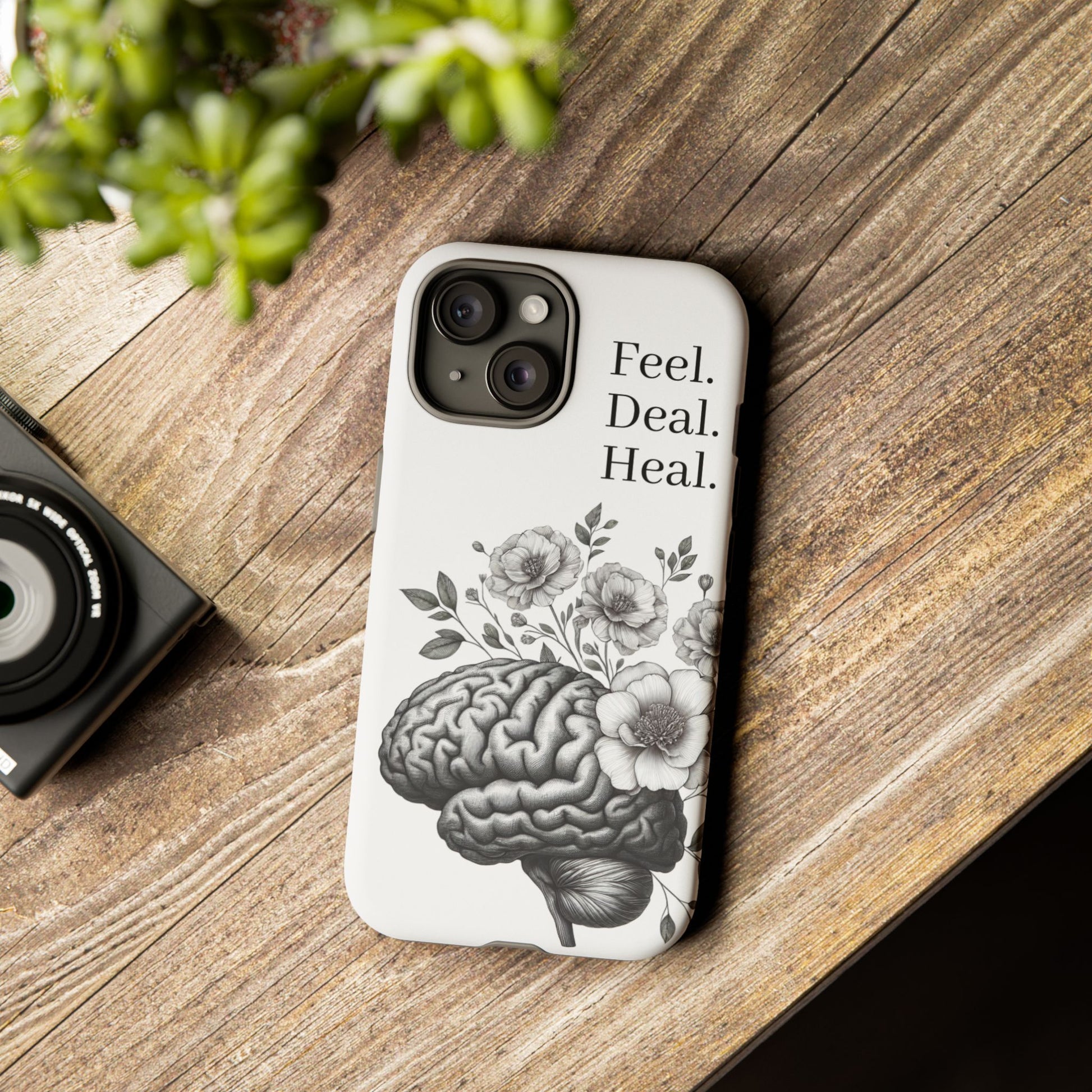 Emotional Wellness Phone Case | Feel. Deal. Heal. | Floral Brain Art | Self-Care Gift | Strong & Stylish | Unique Protection