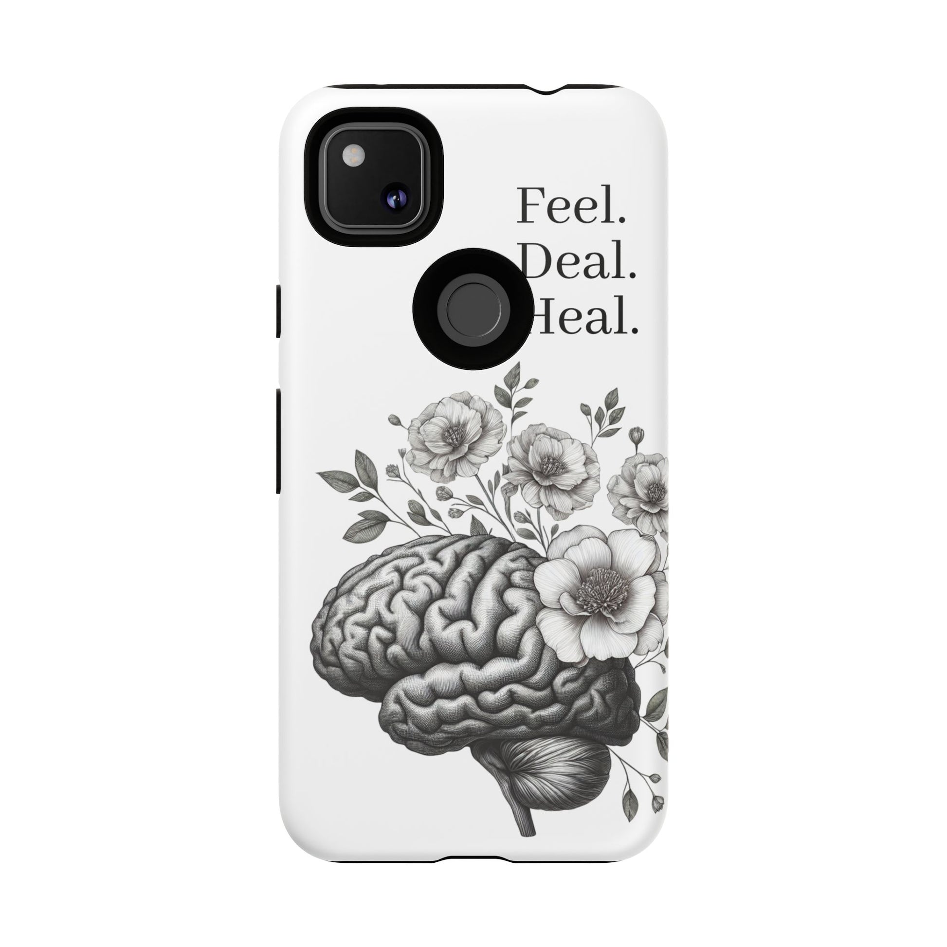 Emotional Wellness Phone Case | Feel. Deal. Heal. | Floral Brain Art | Self-Care Gift | Strong & Stylish | Unique Protection