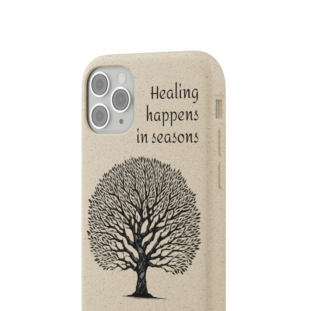 Eco-Friendly Phone Case - Healing Happens in Seasons - Nature Lovers Gift, Biodegradable Mobile Cover, Eco Case, Tree Design, [...]
