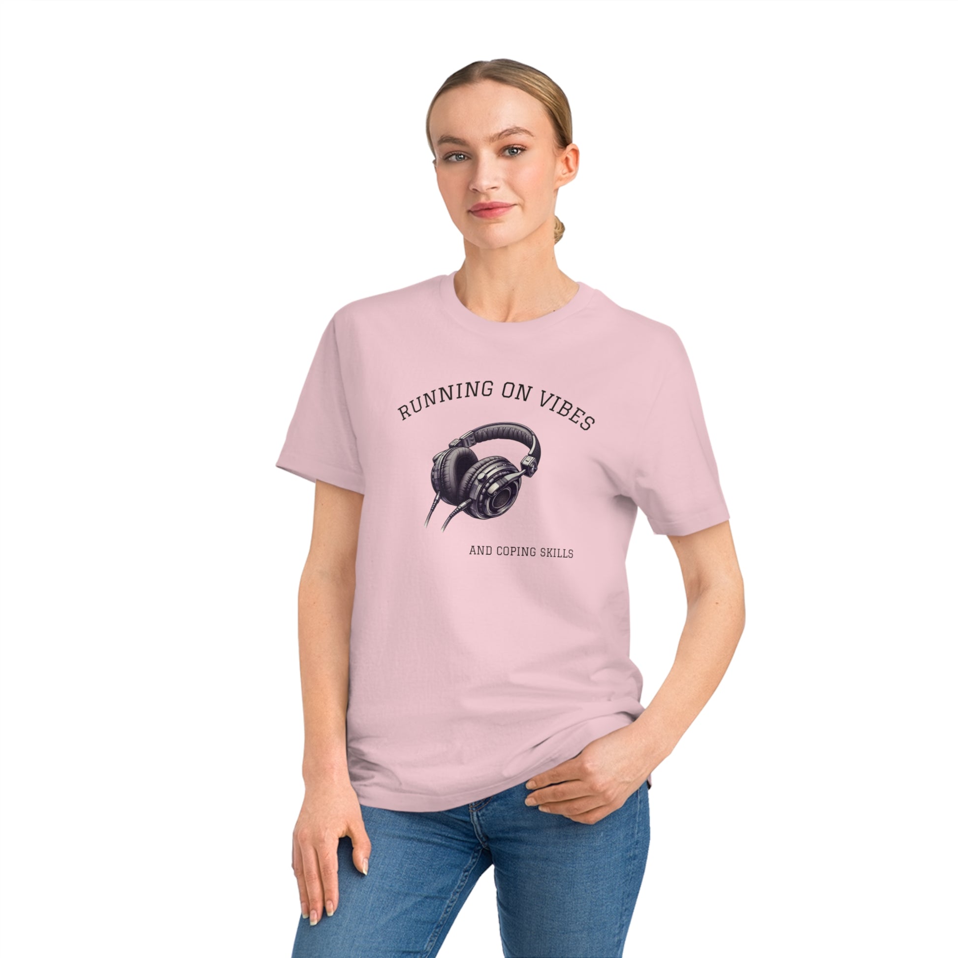 Unisex Rocker T-Shirt: Running on Vibes & Coping Skills, Music Lover Gift, Casual Apparel, Festival Wear, Headphone Graphic Tee