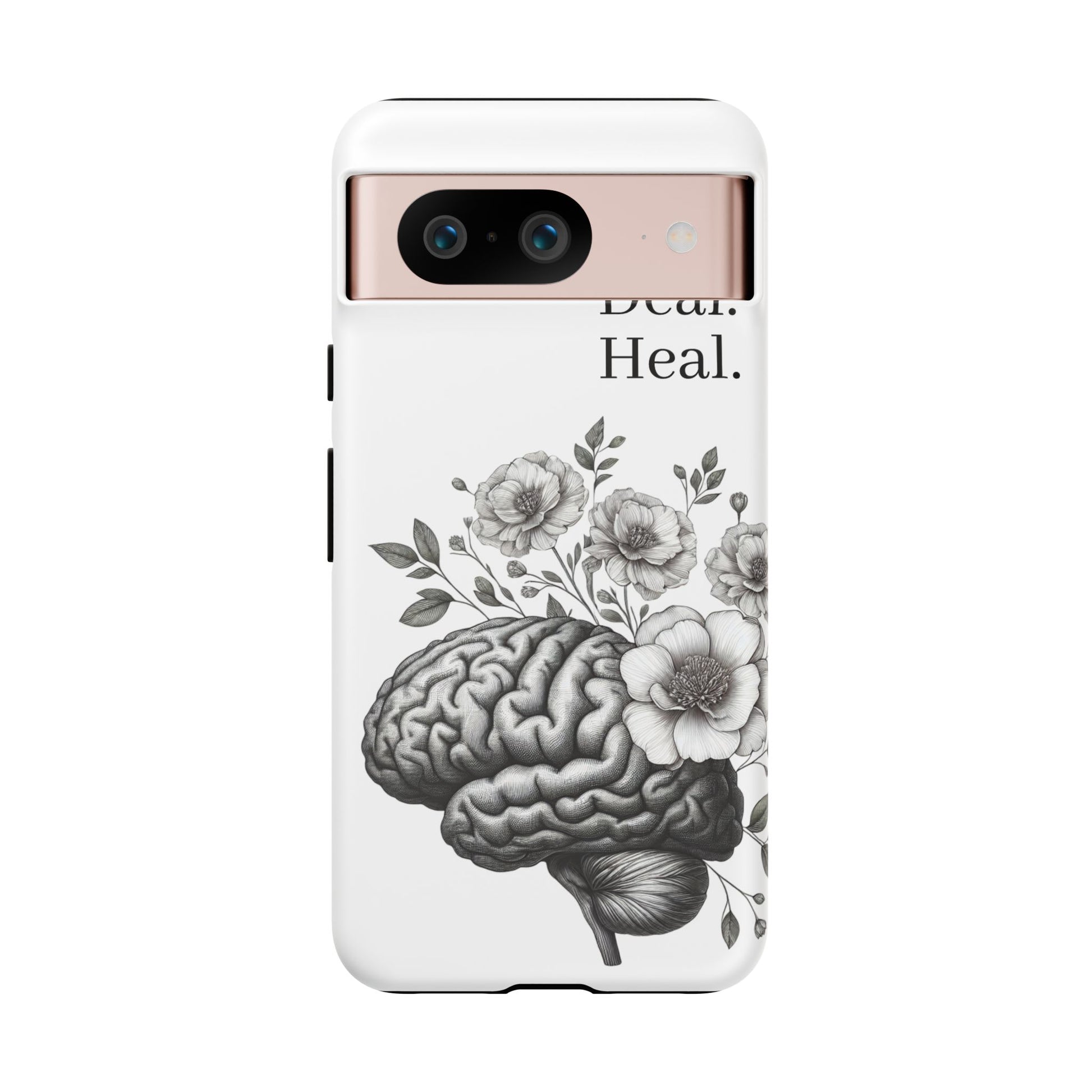 Emotional Wellness Phone Case | Feel. Deal. Heal. | Floral Brain Art | Self-Care Gift | Strong & Stylish | Unique Protection
