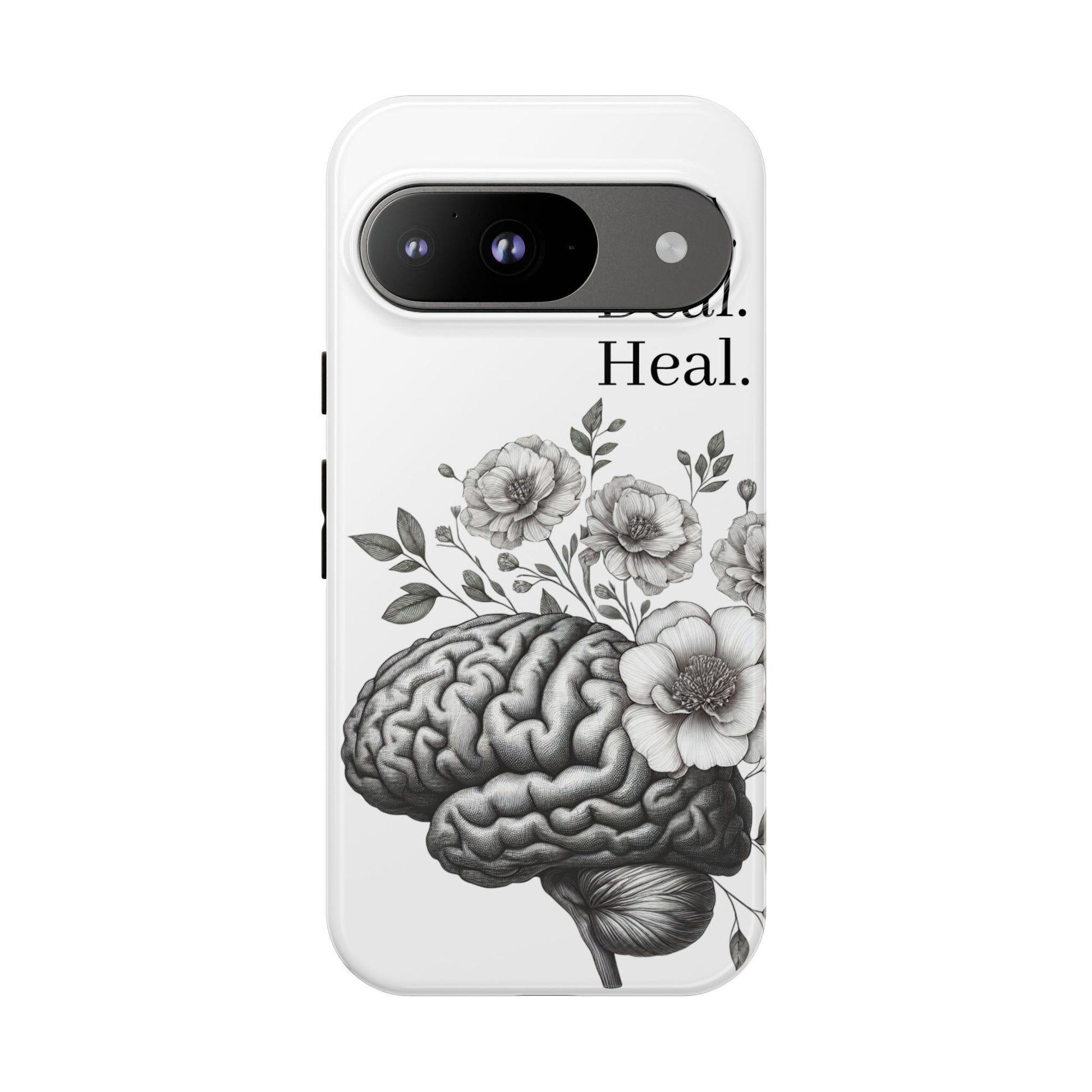 Emotional Wellness Phone Case | Feel. Deal. Heal. | Floral Brain Art | Self-Care Gift | Strong & Stylish | Unique Protection