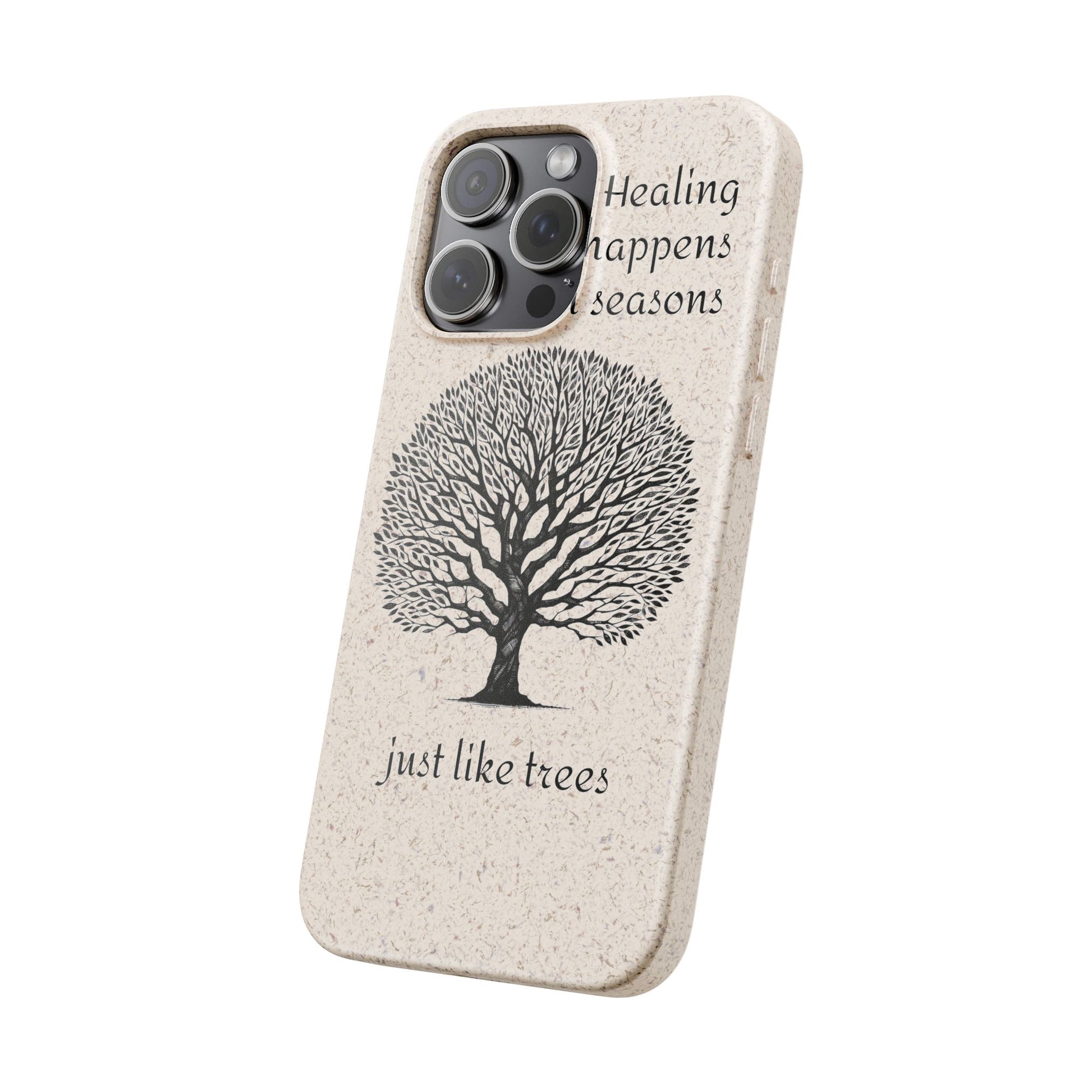 Eco-Friendly Phone Case - Healing Happens in Seasons - Nature Lovers Gift, Biodegradable Mobile Cover, Eco Case, Tree Design, [...]