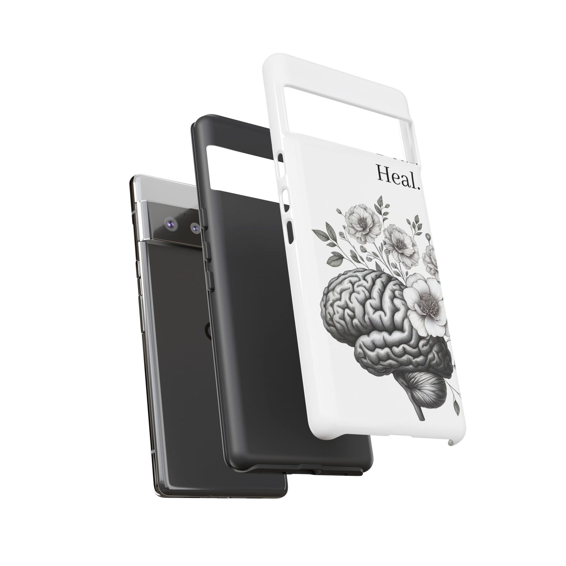 Emotional Wellness Phone Case | Feel. Deal. Heal. | Floral Brain Art | Self-Care Gift | Strong & Stylish | Unique Protection