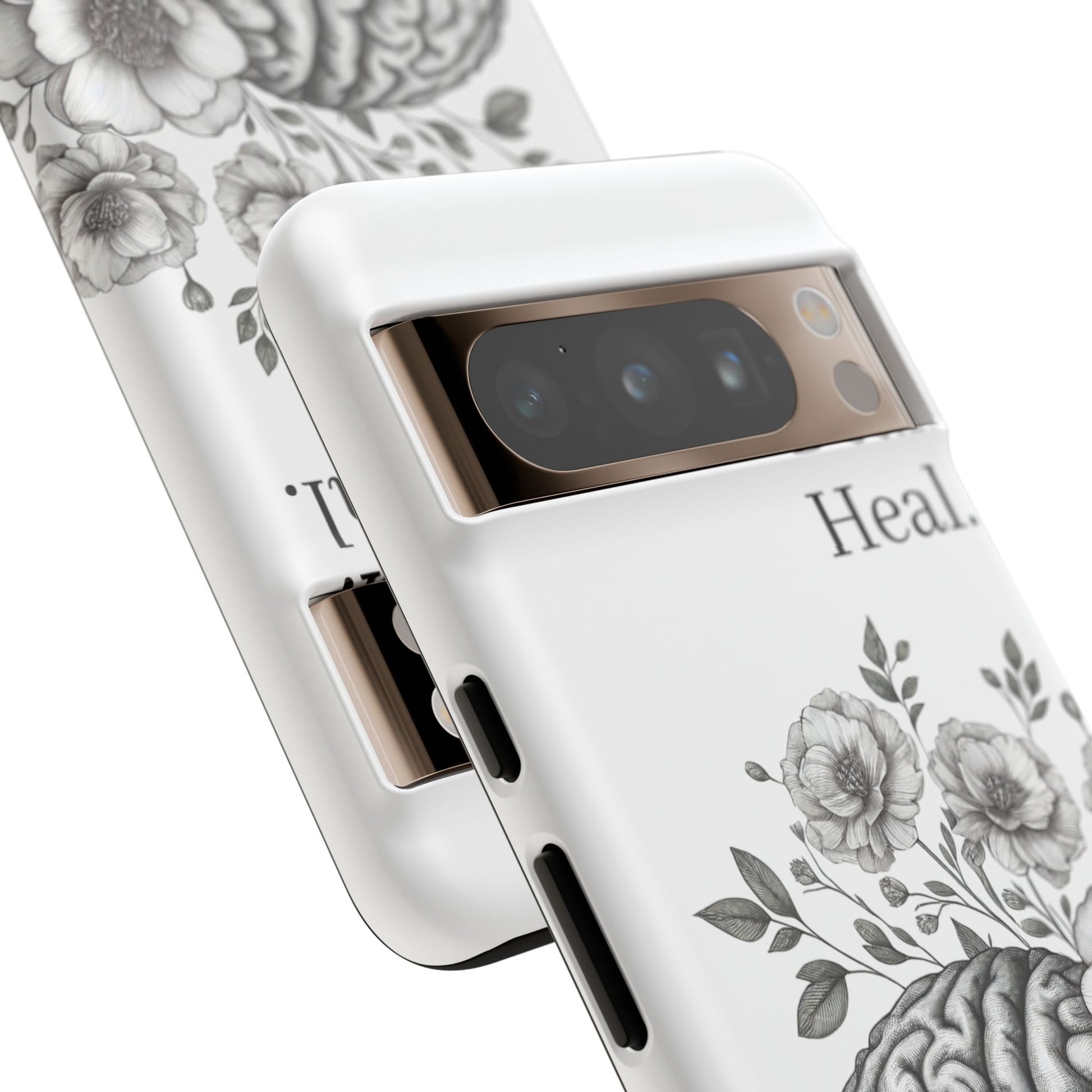 Emotional Wellness Phone Case | Feel. Deal. Heal. | Floral Brain Art | Self-Care Gift | Strong & Stylish | Unique Protection