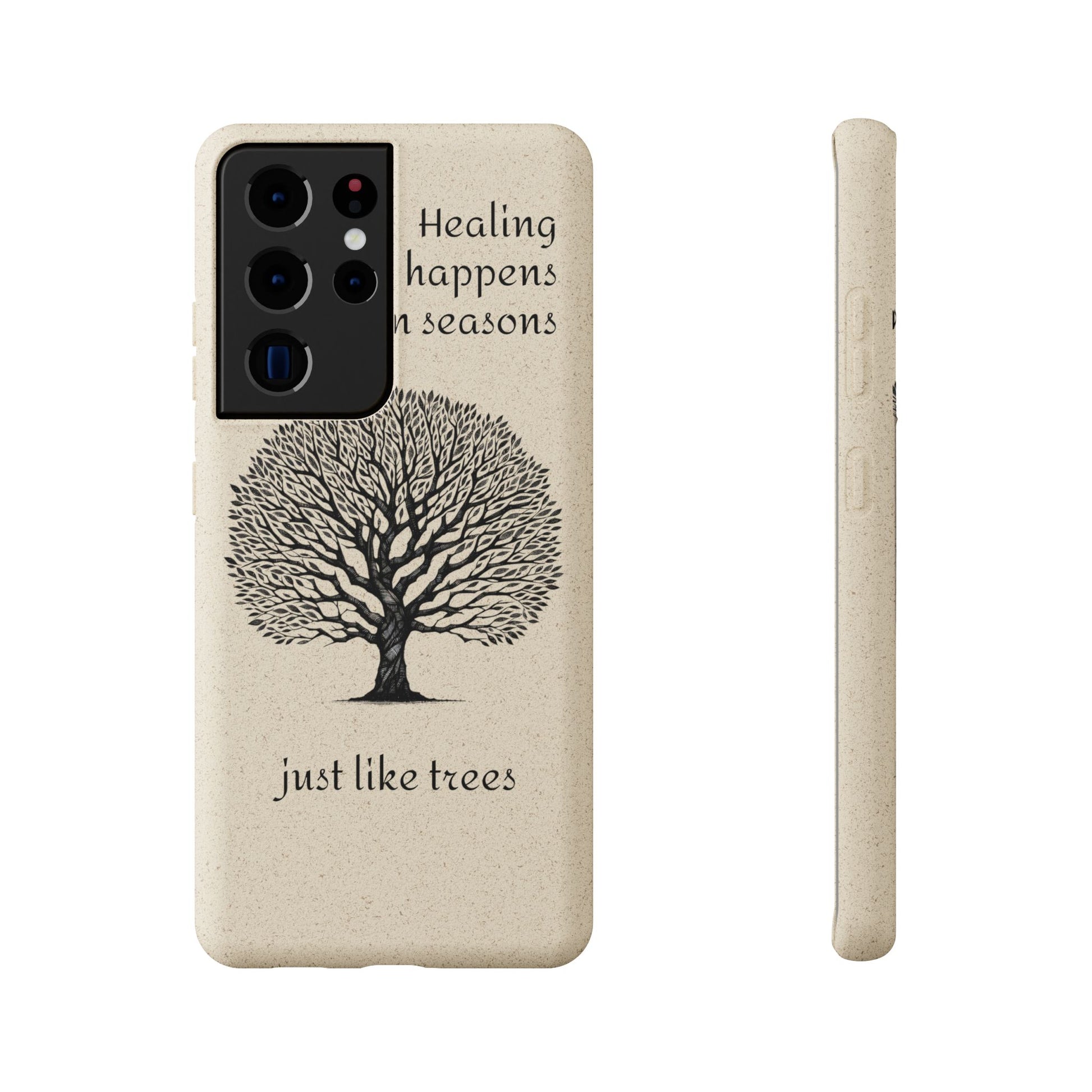 Eco-Friendly Phone Case - Healing Happens in Seasons - Nature Lovers Gift, Biodegradable Mobile Cover, Eco Case, Tree Design, [...]