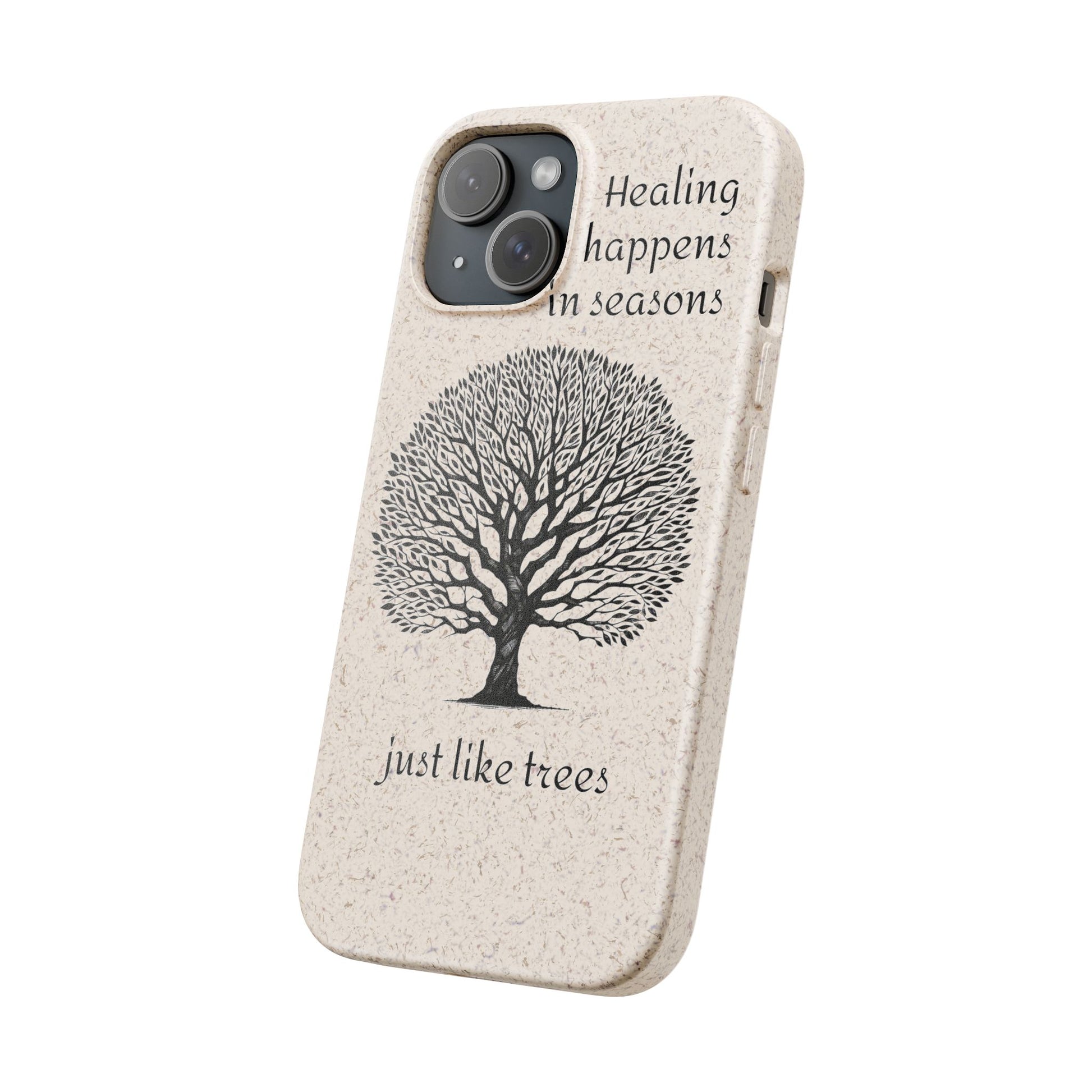 Eco-Friendly Phone Case - Healing Happens in Seasons - Nature Lovers Gift, Biodegradable Mobile Cover, Eco Case, Tree Design, [...]