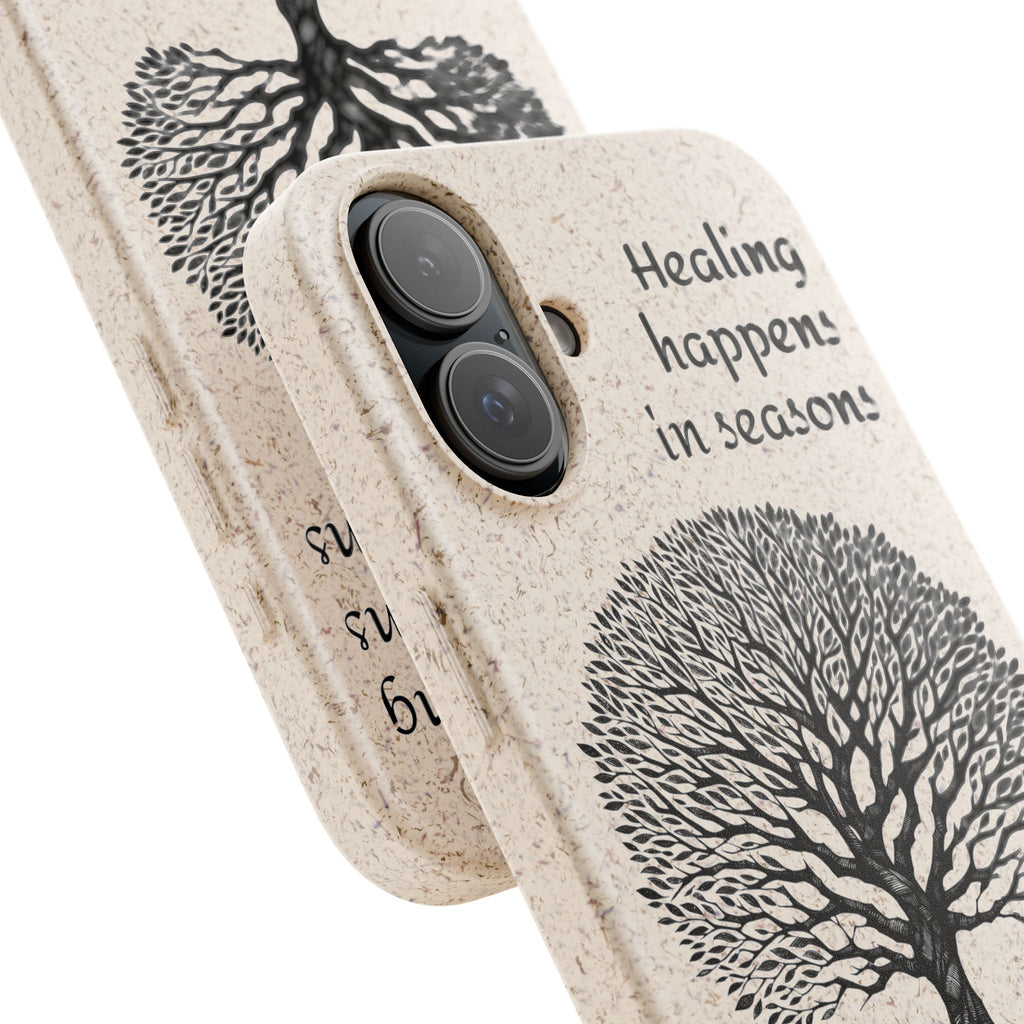 Eco-Friendly Phone Case - Healing Happens in Seasons - Nature Lovers Gift, Biodegradable Mobile Cover, Eco Case, Tree Design, [...]