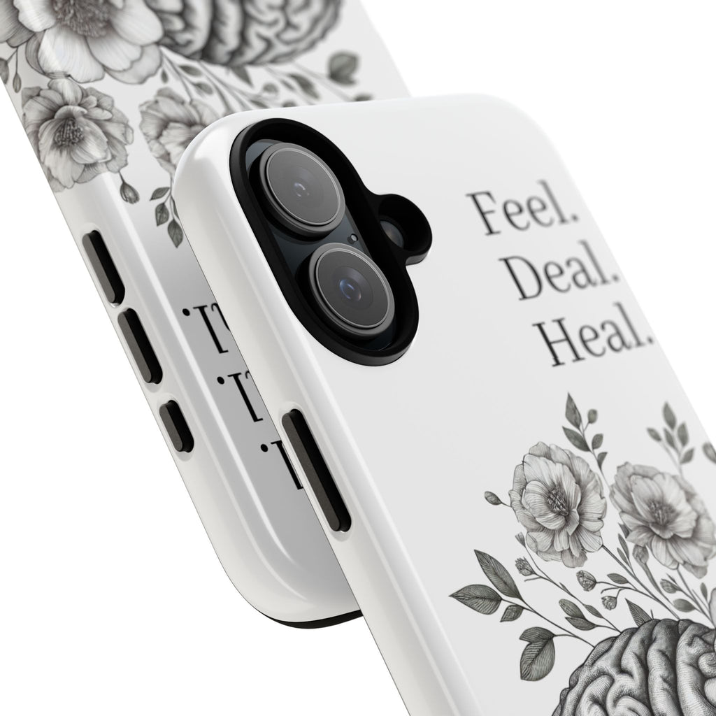 Emotional Wellness Phone Case | Feel. Deal. Heal. | Floral Brain Art | Self-Care Gift | Strong & Stylish | Unique Protection