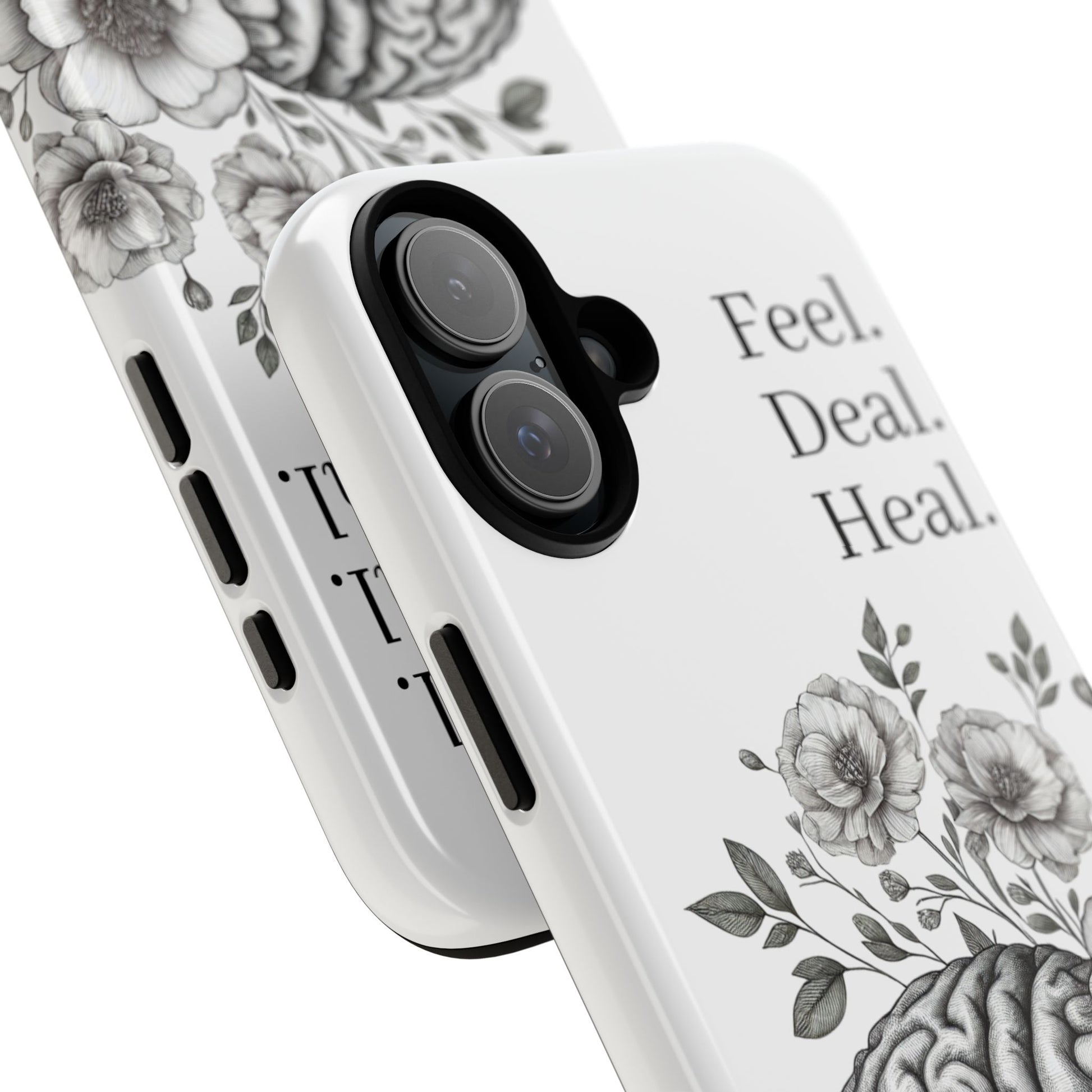 Emotional Wellness Phone Case | Feel. Deal. Heal. | Floral Brain Art | Self-Care Gift | Strong & Stylish | Unique Protection
