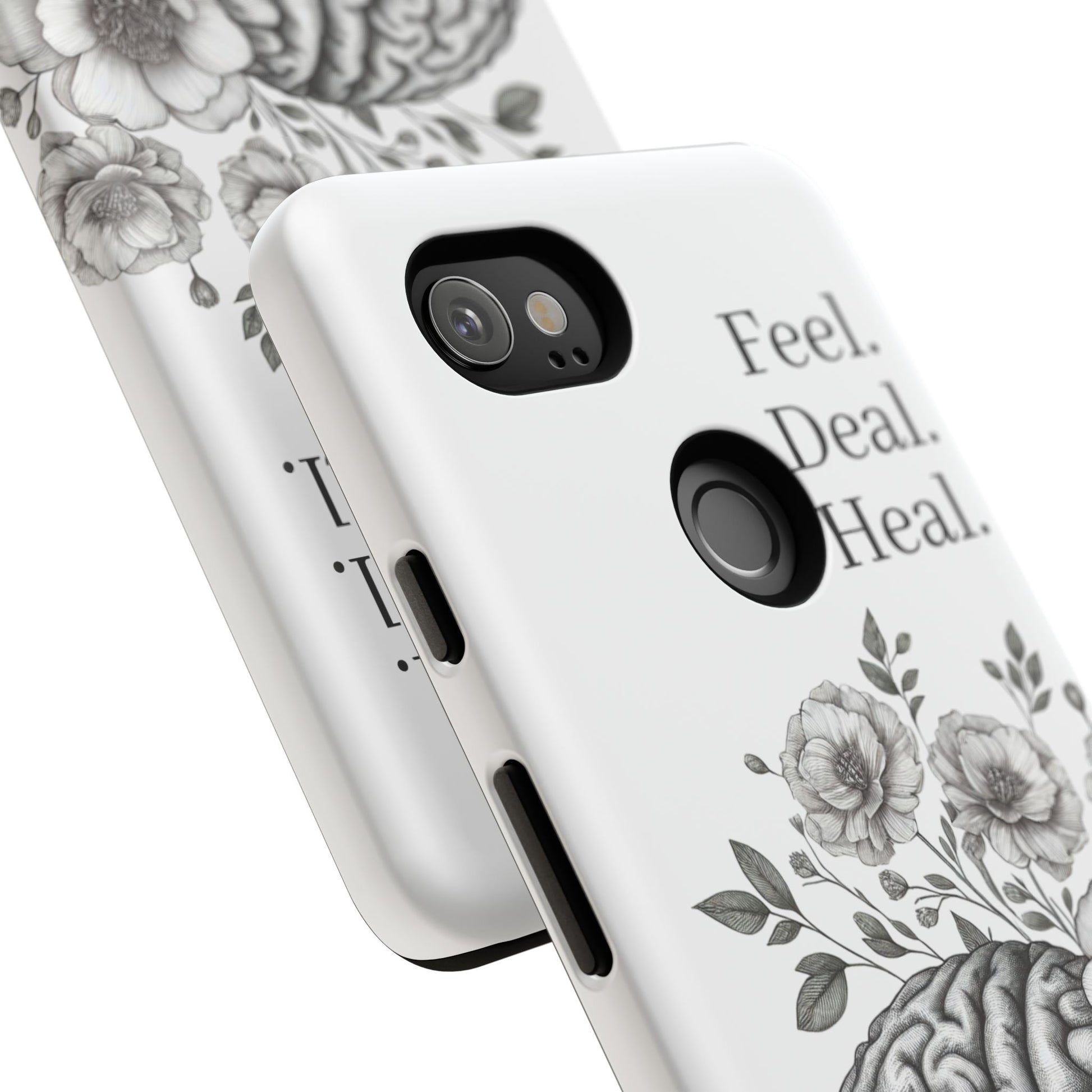 Emotional Wellness Phone Case | Feel. Deal. Heal. | Floral Brain Art | Self-Care Gift | Strong & Stylish | Unique Protection