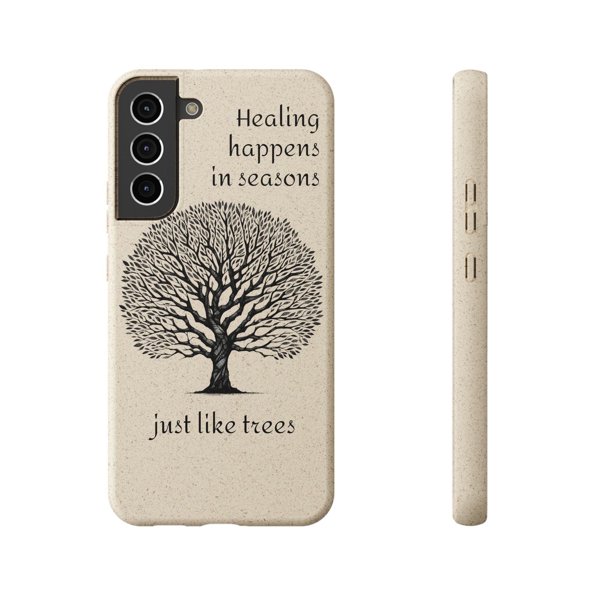 Eco-Friendly Phone Case - Healing Happens in Seasons - Nature Lovers Gift, Biodegradable Mobile Cover, Eco Case, Tree Design, [...]
