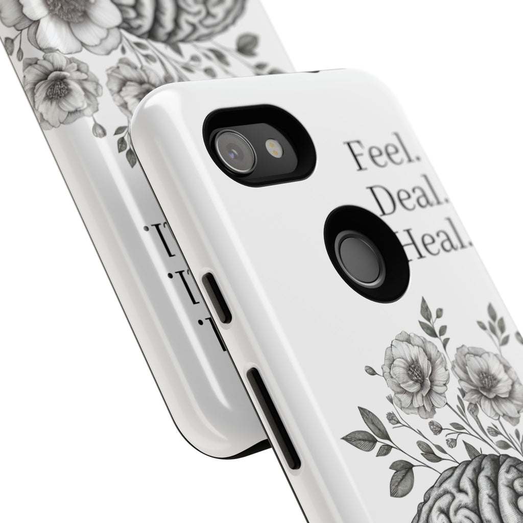 Emotional Wellness Phone Case | Feel. Deal. Heal. | Floral Brain Art | Self-Care Gift | Strong & Stylish | Unique Protection
