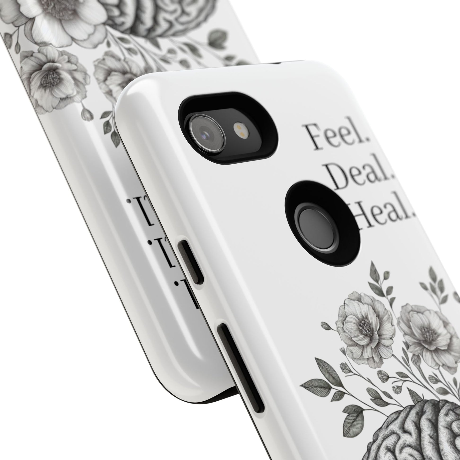 Emotional Wellness Phone Case | Feel. Deal. Heal. | Floral Brain Art | Self-Care Gift | Strong & Stylish | Unique Protection