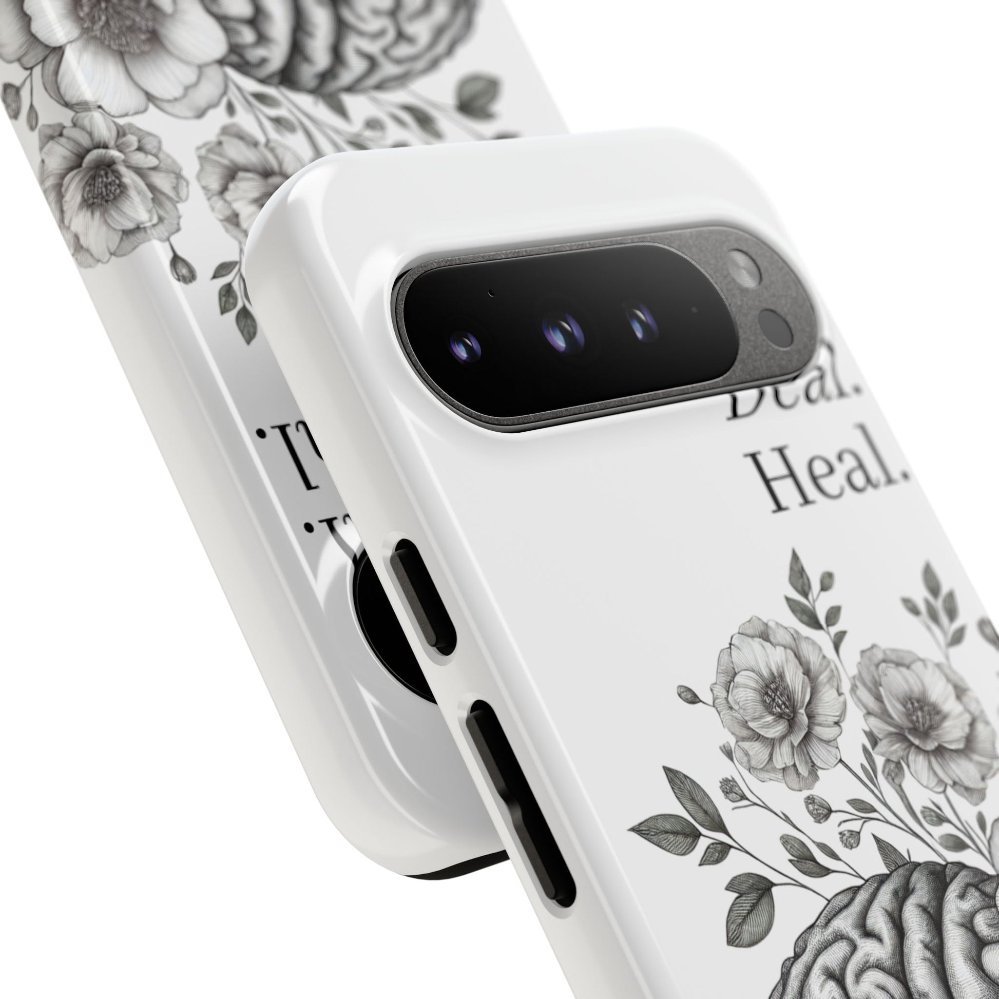 Emotional Wellness Phone Case | Feel. Deal. Heal. | Floral Brain Art | Self-Care Gift | Strong & Stylish | Unique Protection