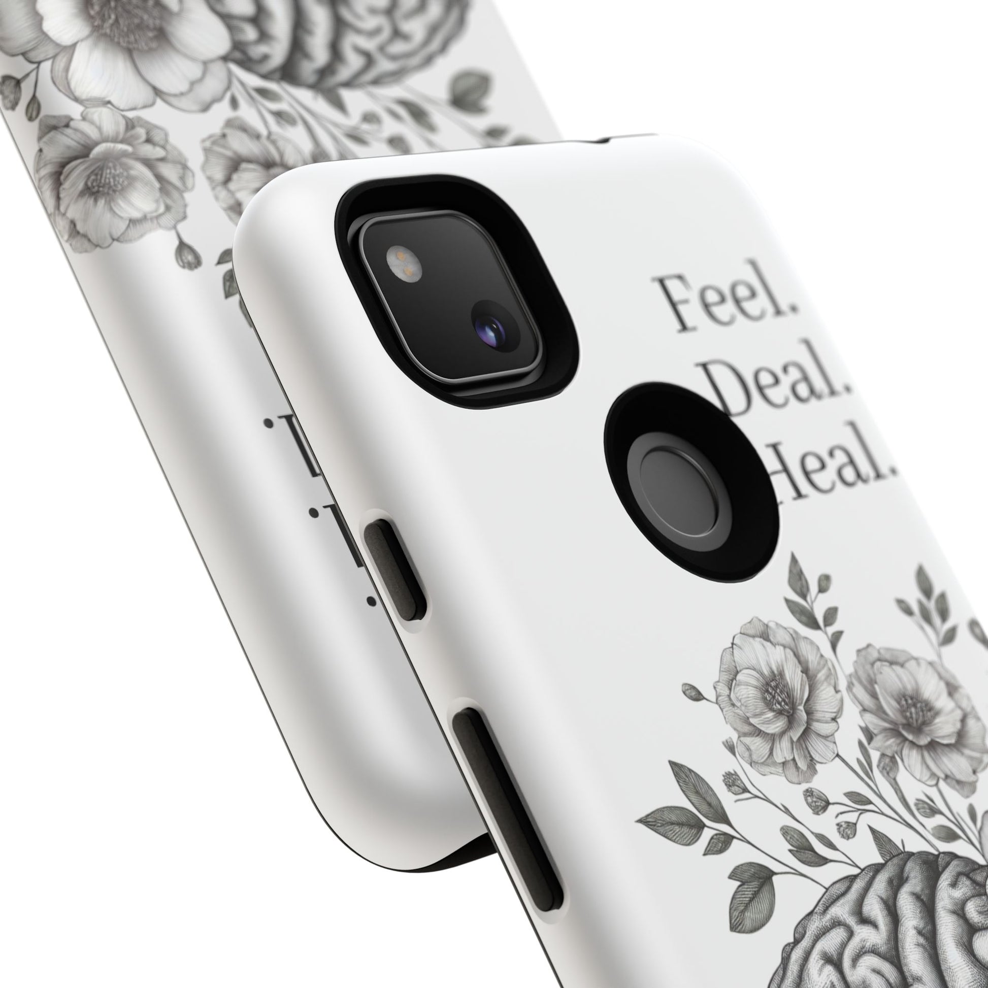 Emotional Wellness Phone Case | Feel. Deal. Heal. | Floral Brain Art | Self-Care Gift | Strong & Stylish | Unique Protection
