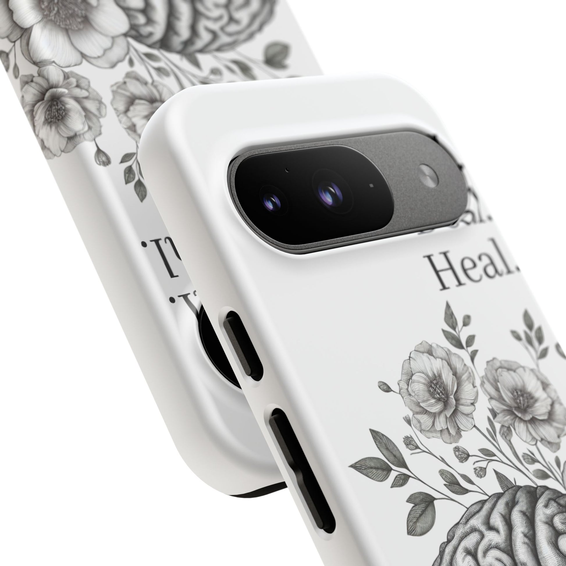 Emotional Wellness Phone Case | Feel. Deal. Heal. | Floral Brain Art | Self-Care Gift | Strong & Stylish | Unique Protection