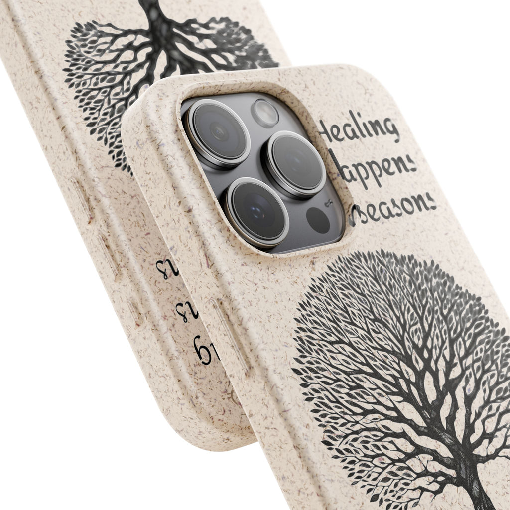 Eco-Friendly Phone Case - Healing Happens in Seasons - Nature Lovers Gift, Biodegradable Mobile Cover, Eco Case, Tree Design, [...]