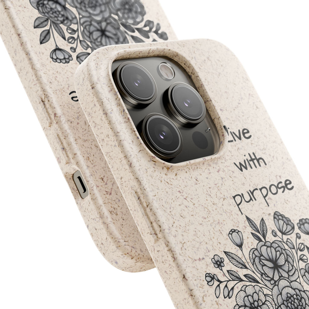 Biodegradable Phone Case | Eco-Friendly Floral Design | 'Live with Purpose' | Sustainable Gift, Nature Lover's Accessory, Green Living [...]
