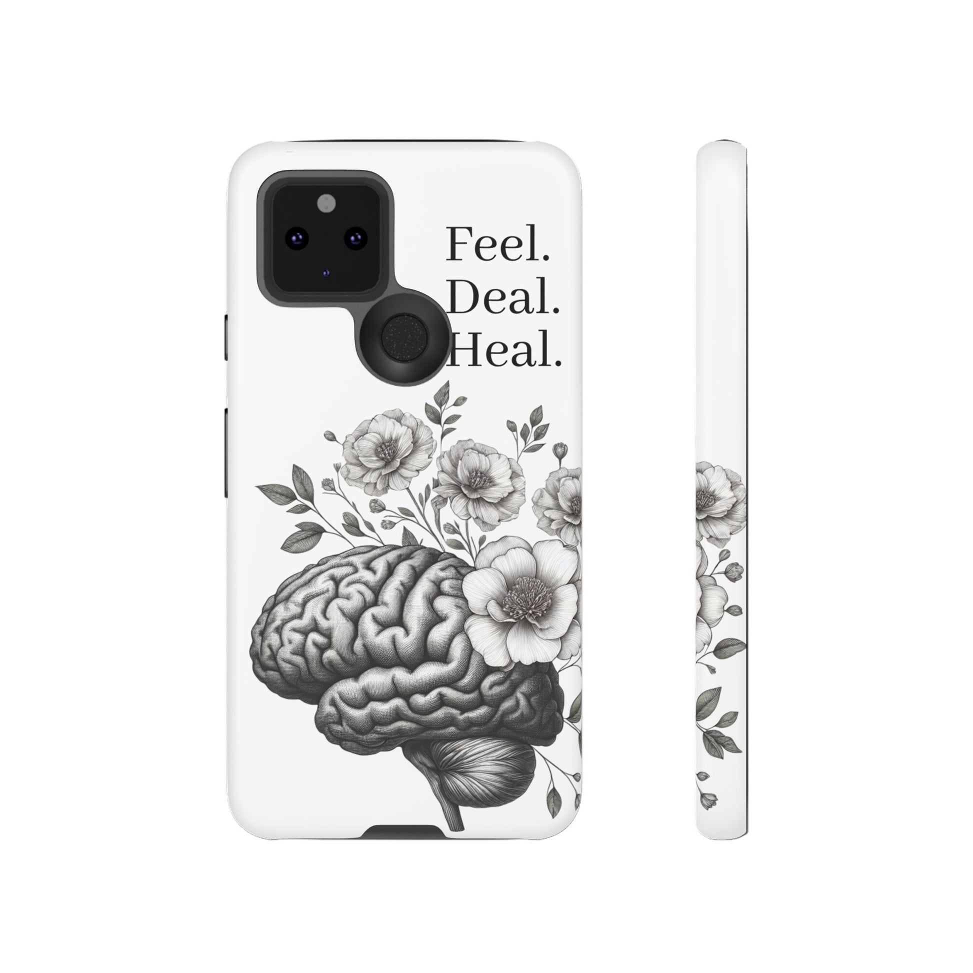 Emotional Wellness Phone Case | Feel. Deal. Heal. | Floral Brain Art | Self-Care Gift | Strong & Stylish | Unique Protection