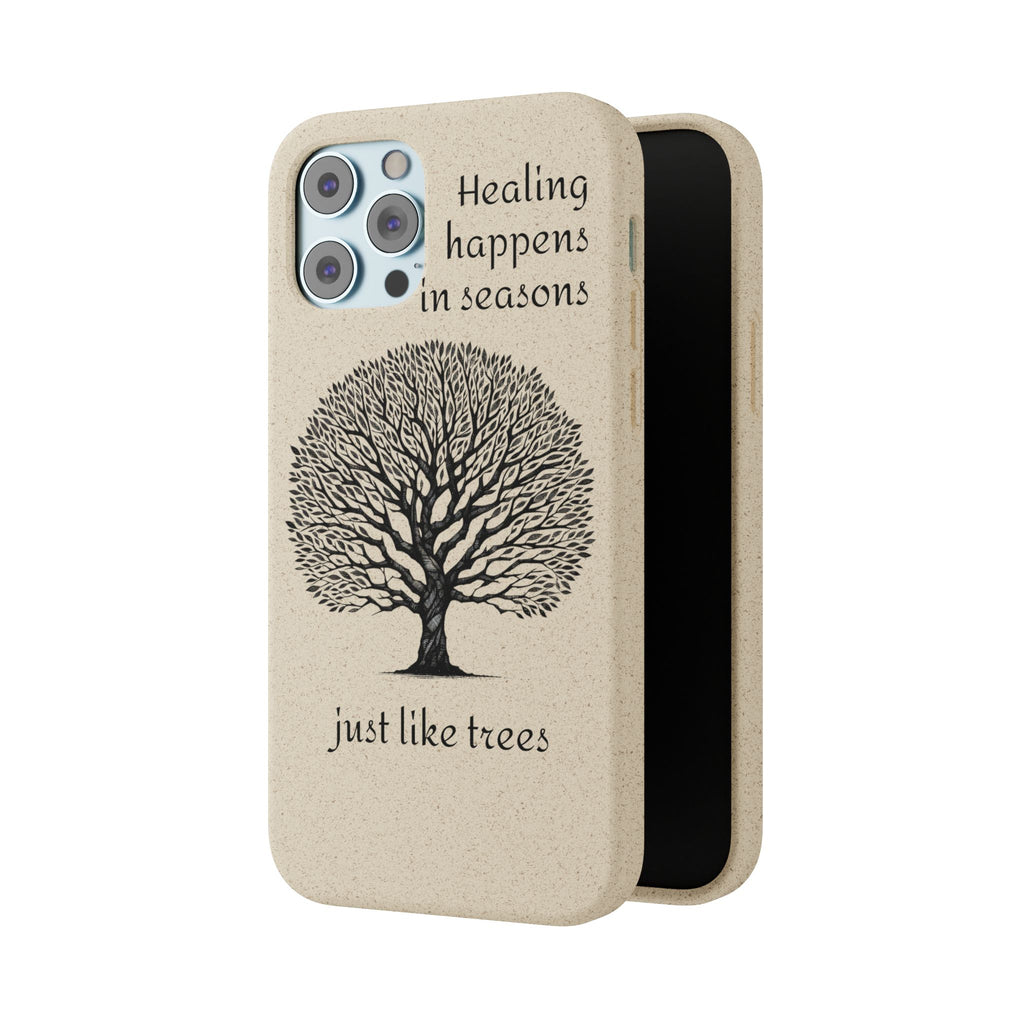 Eco-Friendly Phone Case - Healing Happens in Seasons - Nature Lovers Gift, Biodegradable Mobile Cover, Eco Case, Tree Design, [...]