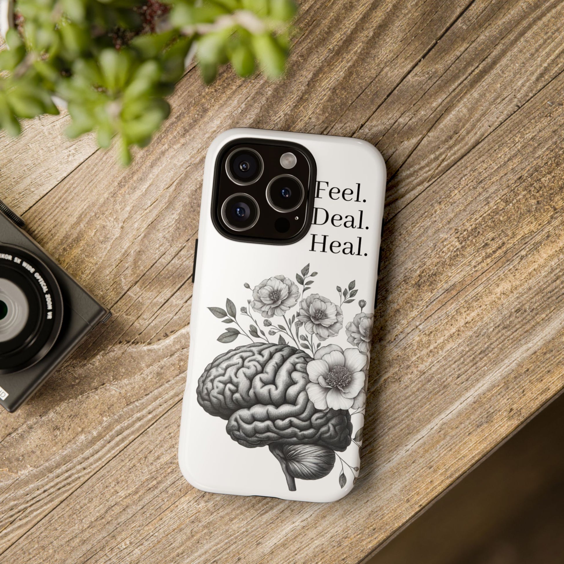 Emotional Wellness Phone Case | Feel. Deal. Heal. | Floral Brain Art | Self-Care Gift | Strong & Stylish | Unique Protection